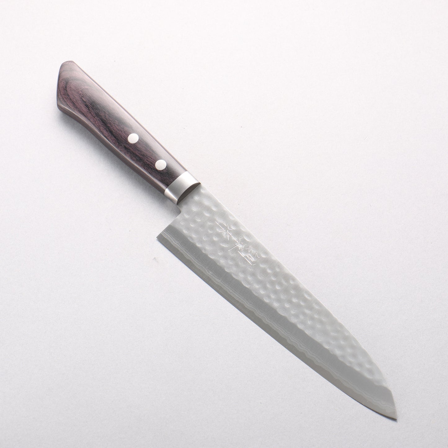 訓平 刻流（こくりゅう） V金10号 鎚目 ダマスカス 牛刀包丁 180mm 黒合板柄 - 清助刃物