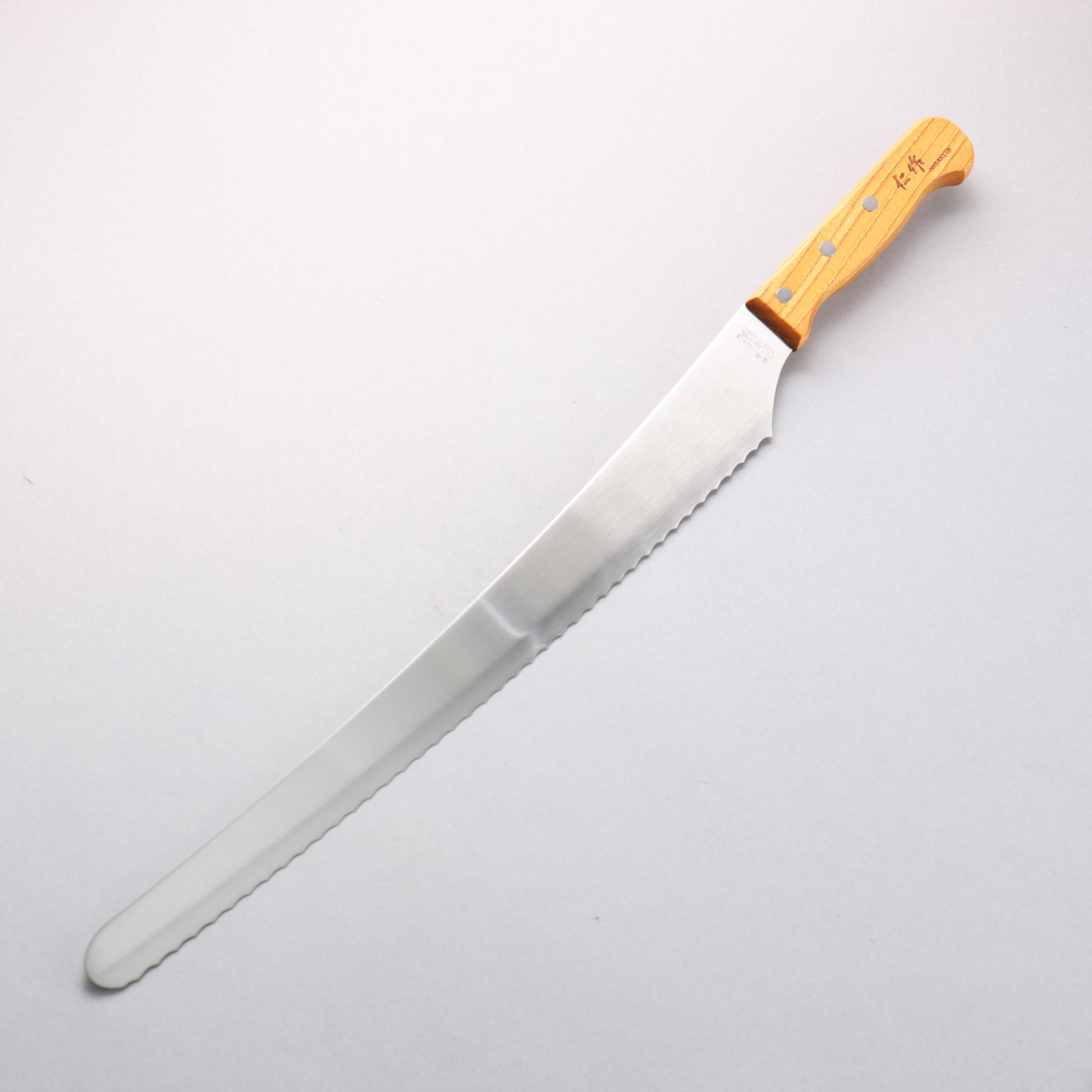 仁作 ステンレス鋼 波刃パン切ナイフ 360mm 天然木柄 - 清助刃物