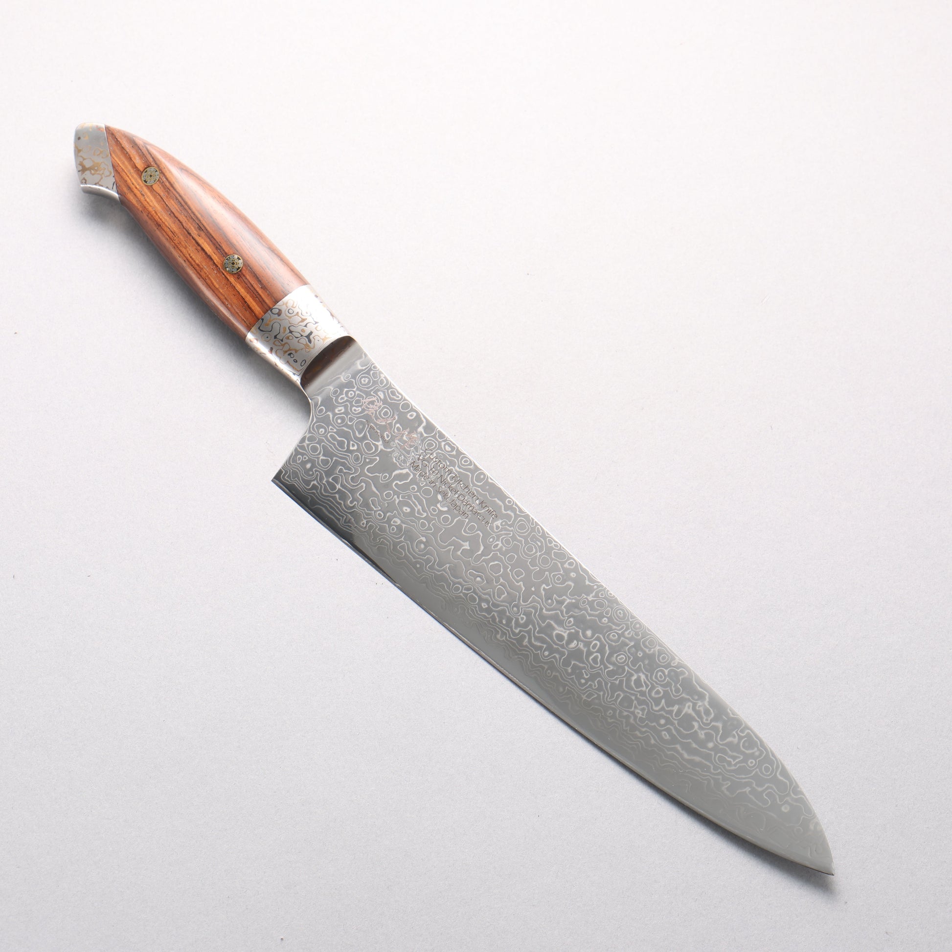 佳人 V金10号 ダマスカス 牛刀包丁 210mm 紫檀柄 - 清助刃物