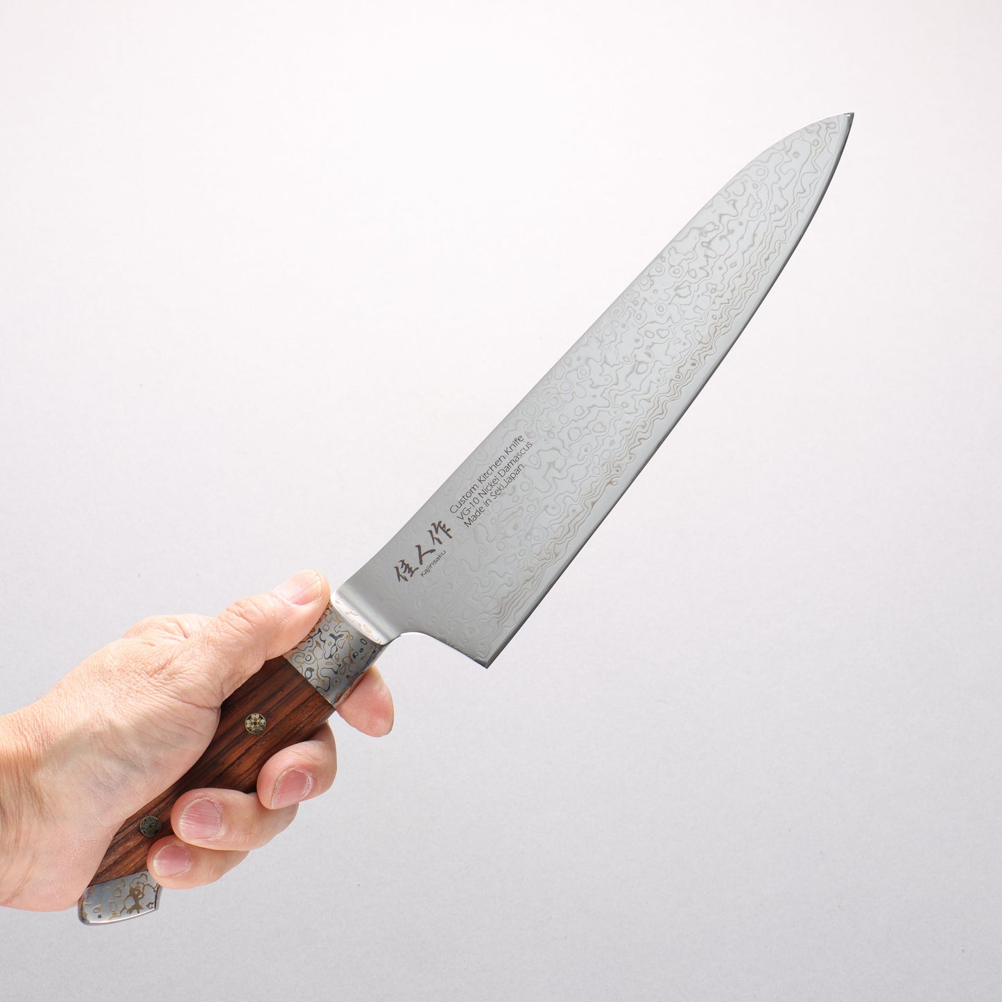 佳人 V金10号 ダマスカス 牛刀包丁 210mm 紫檀柄 - 清助刃物