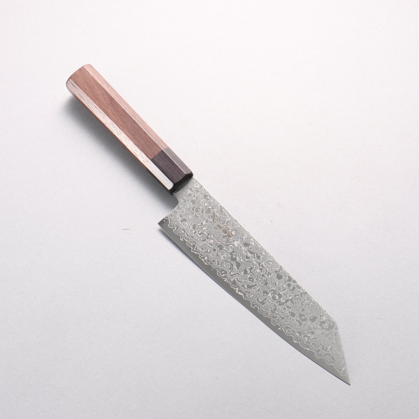 清助 AUS10 ダマスカス 磨き仕上げ 切付三徳包丁 180mm 紫檀 (口輪：黒合板)柄 - 清助刃物