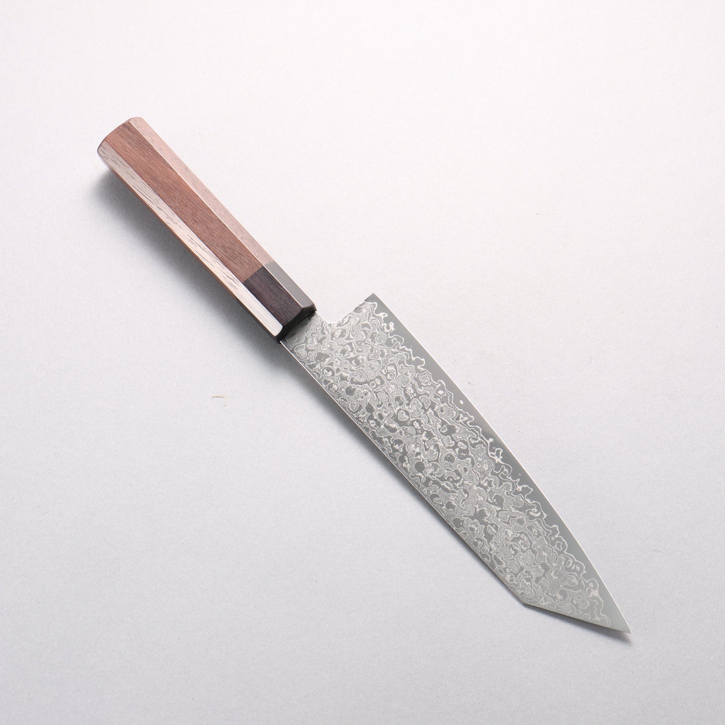 清助 AUS10 ダマスカス 磨き仕上げ 切付三徳包丁 180mm 紫檀 (口輪：黒合板)柄 - 清助刃物