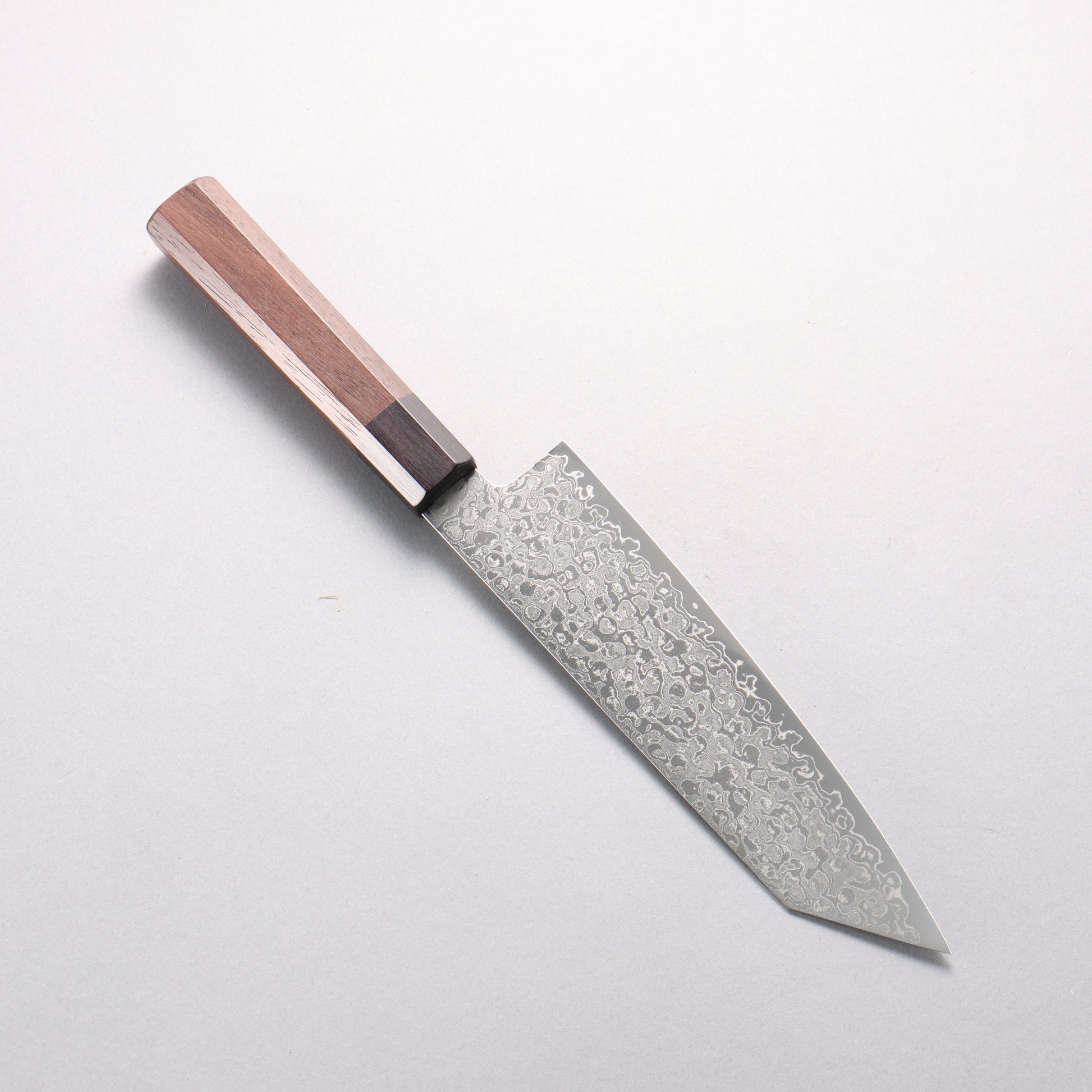 清助 AUS10 ダマスカス 磨き仕上げ 切付三徳包丁 180mm 紫檀 (口輪：黒合板)柄 - 清助刃物