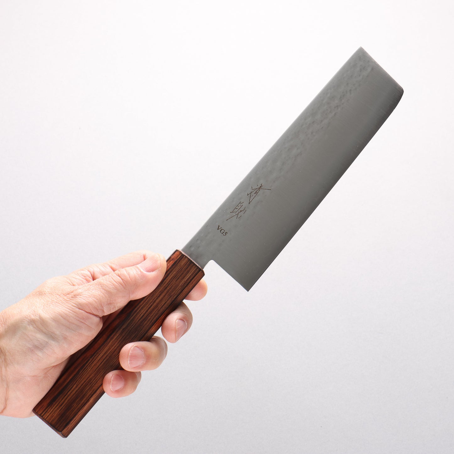 清助 V金5号 鎚目(丸) 菜切包丁 175mm 樫焼 漆塗り柄 - 清助刃物