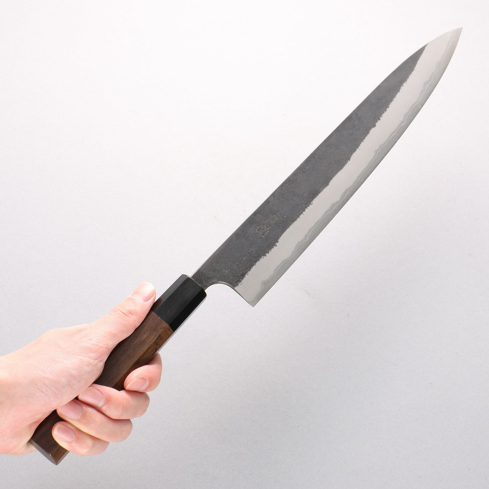 山本 直 青スーパー鋼 黒打 筋引包丁 270mm ウォルナット柄 - 清助刃物