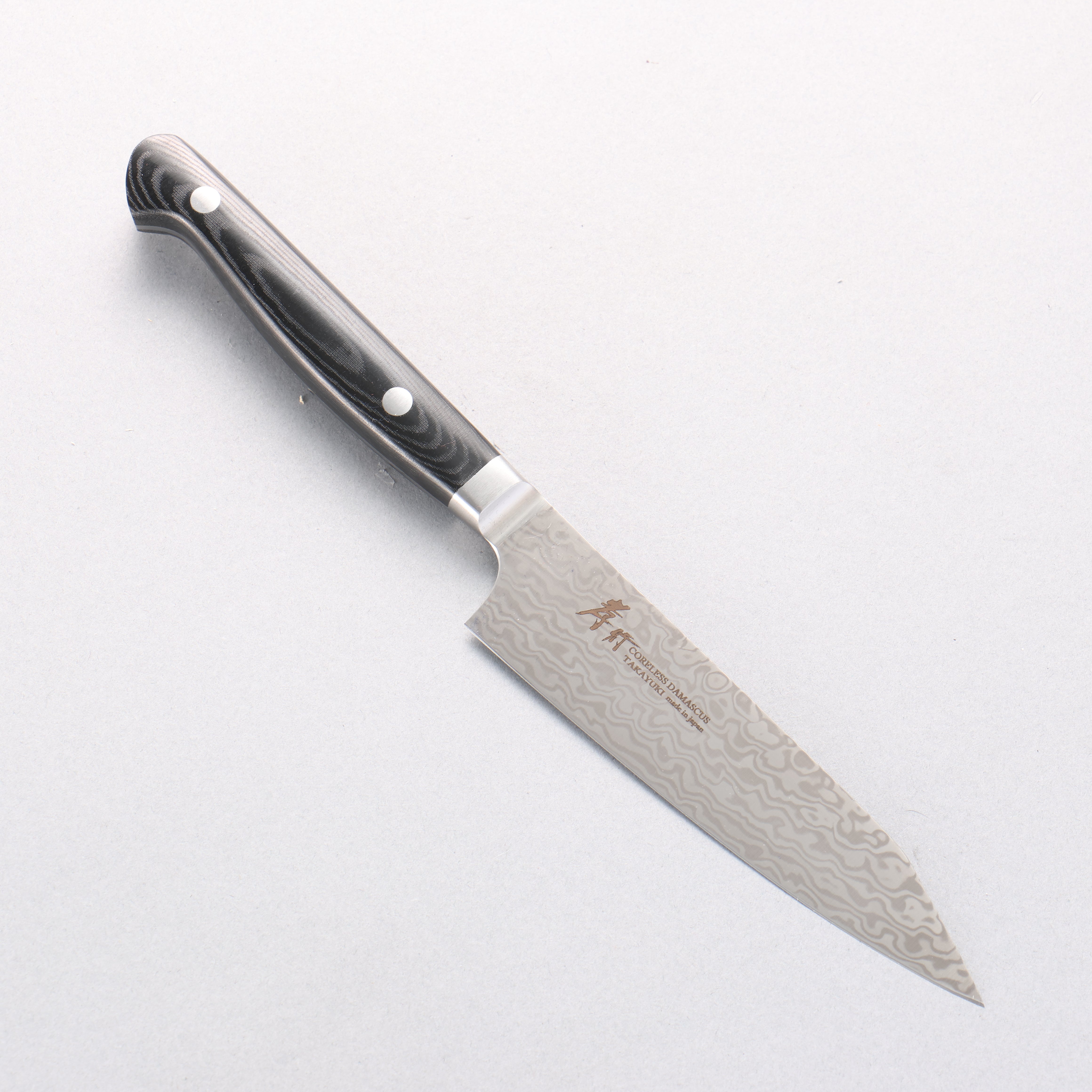堺 孝行 コアレス ダマスカス ペティーナイフ 120mm 黒マイカルタ柄