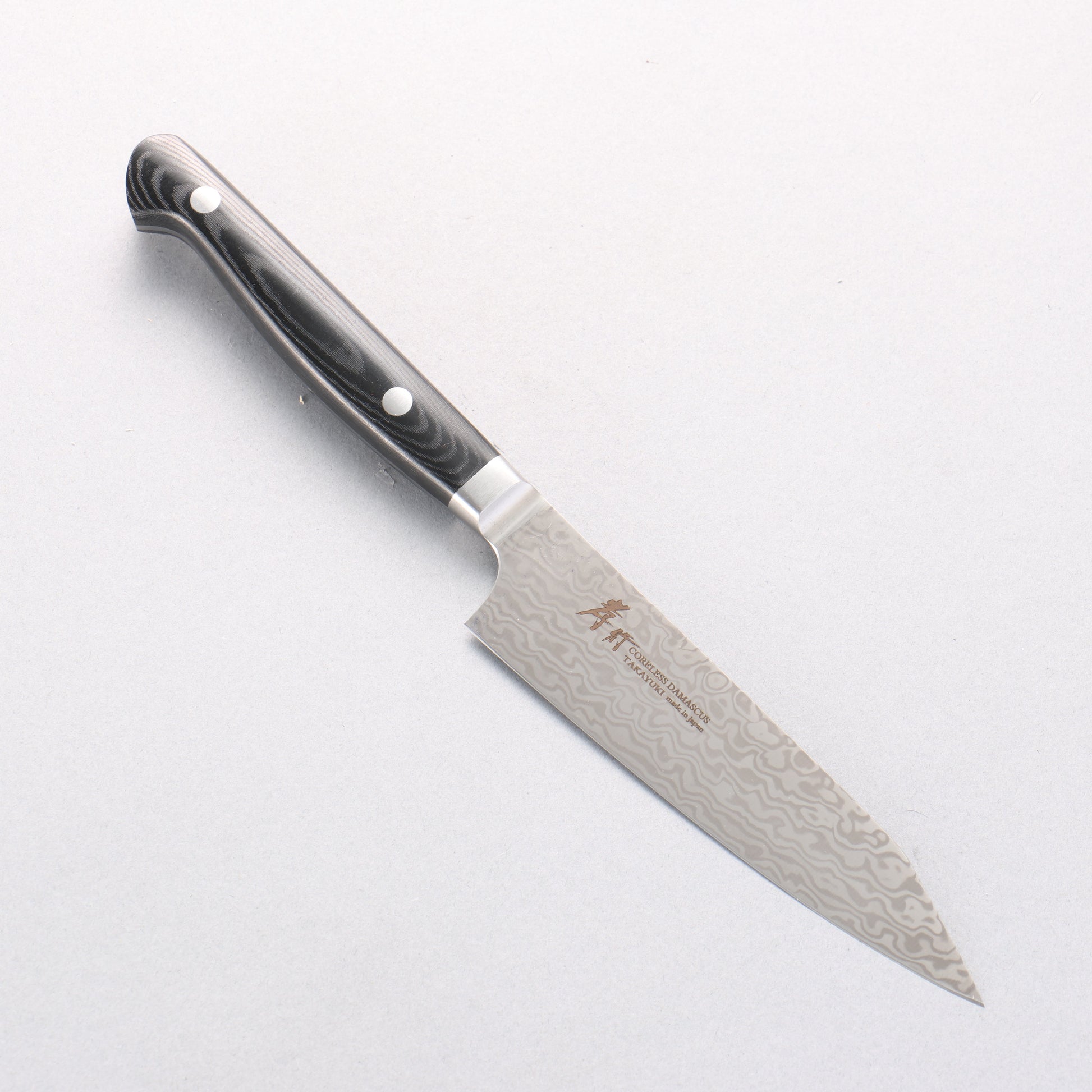 堺 孝行 コアレス ダマスカス ペティーナイフ 120mm 黒マイカルタ柄 - 清助刃物