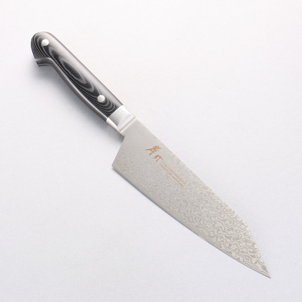 堺 孝行 コアレス ダマスカス 剣型三徳包丁 160mm 黒マイカルタ柄 