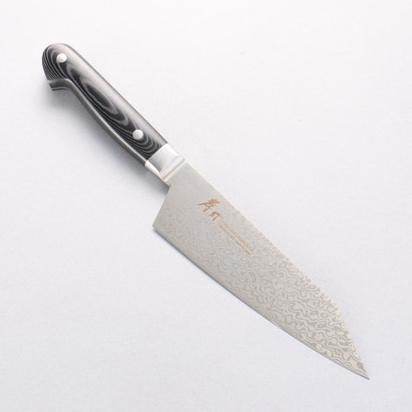 堺 孝行 コアレス ダマスカス 剣型三徳包丁 160mm 黒マイカルタ柄