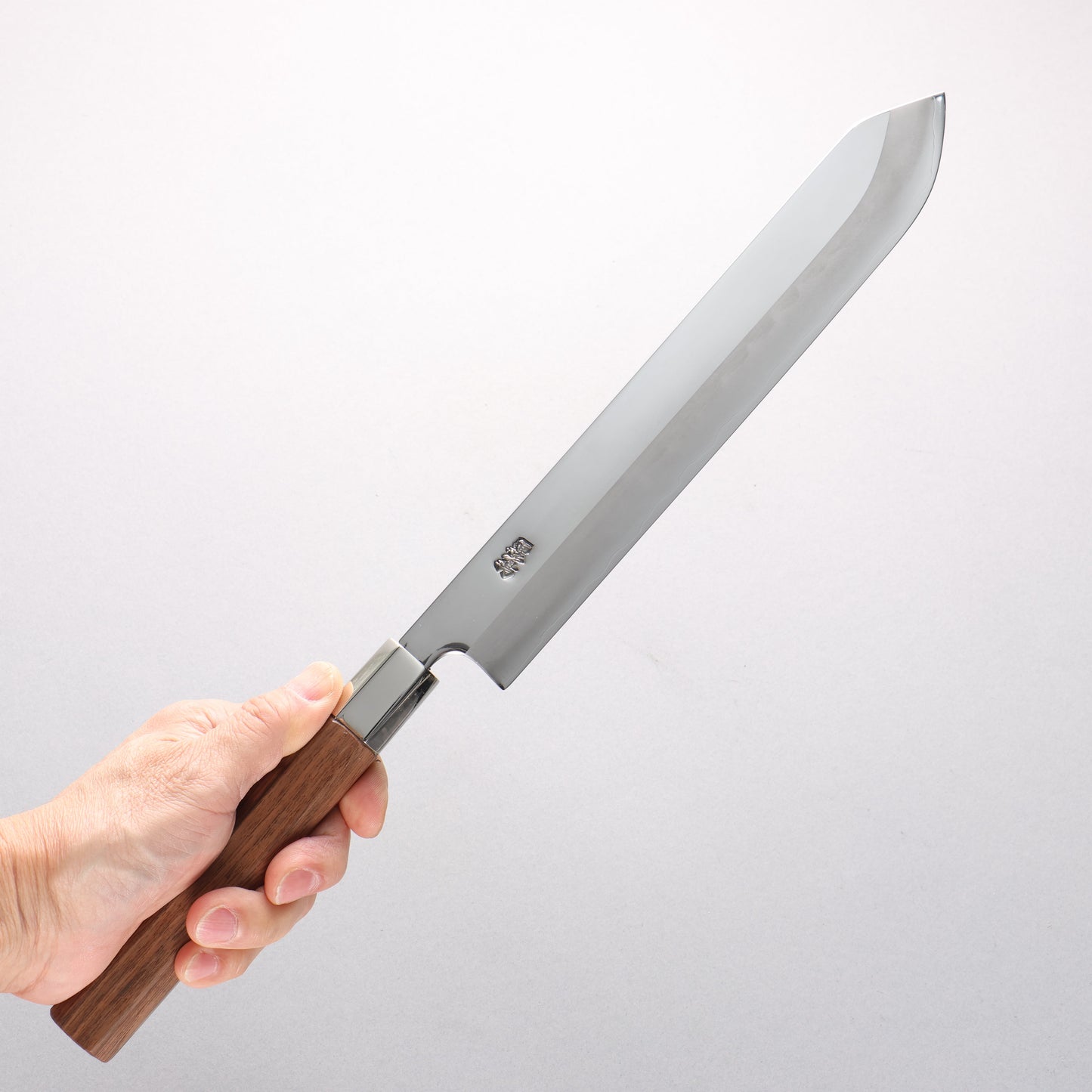 黒鳥 銀三鋼 磨き仕上げ 鰹包丁 240mm ウォルナット柄 - 清助刃物