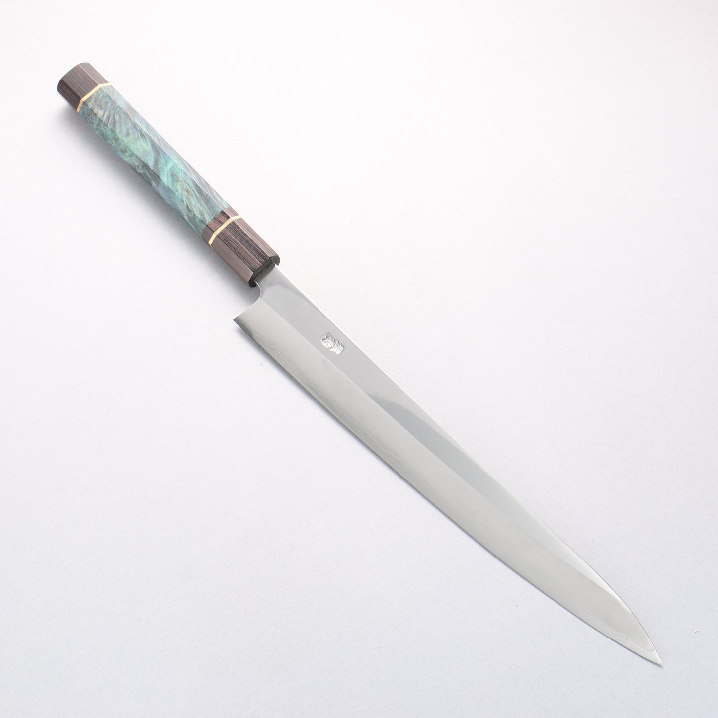 黒鳥 銀三鋼 磨き仕上げ 柳刃包丁 300mm 青色スタビライズドウッド柄 - 清助刃物