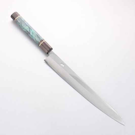 黒鳥 銀三鋼 磨き仕上げ 柳刃包丁 300mm 青色スタビライズドウッド柄 - 清助刃物
