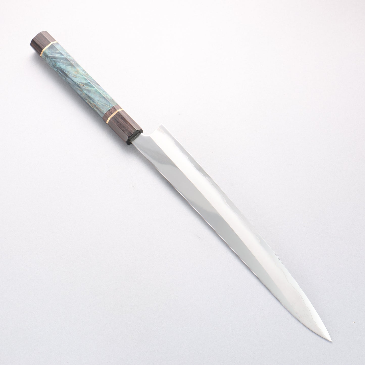 黒鳥 銀三鋼 磨き仕上げ 柳刃包丁 300mm 青色スタビライズドウッド柄 - 清助刃物