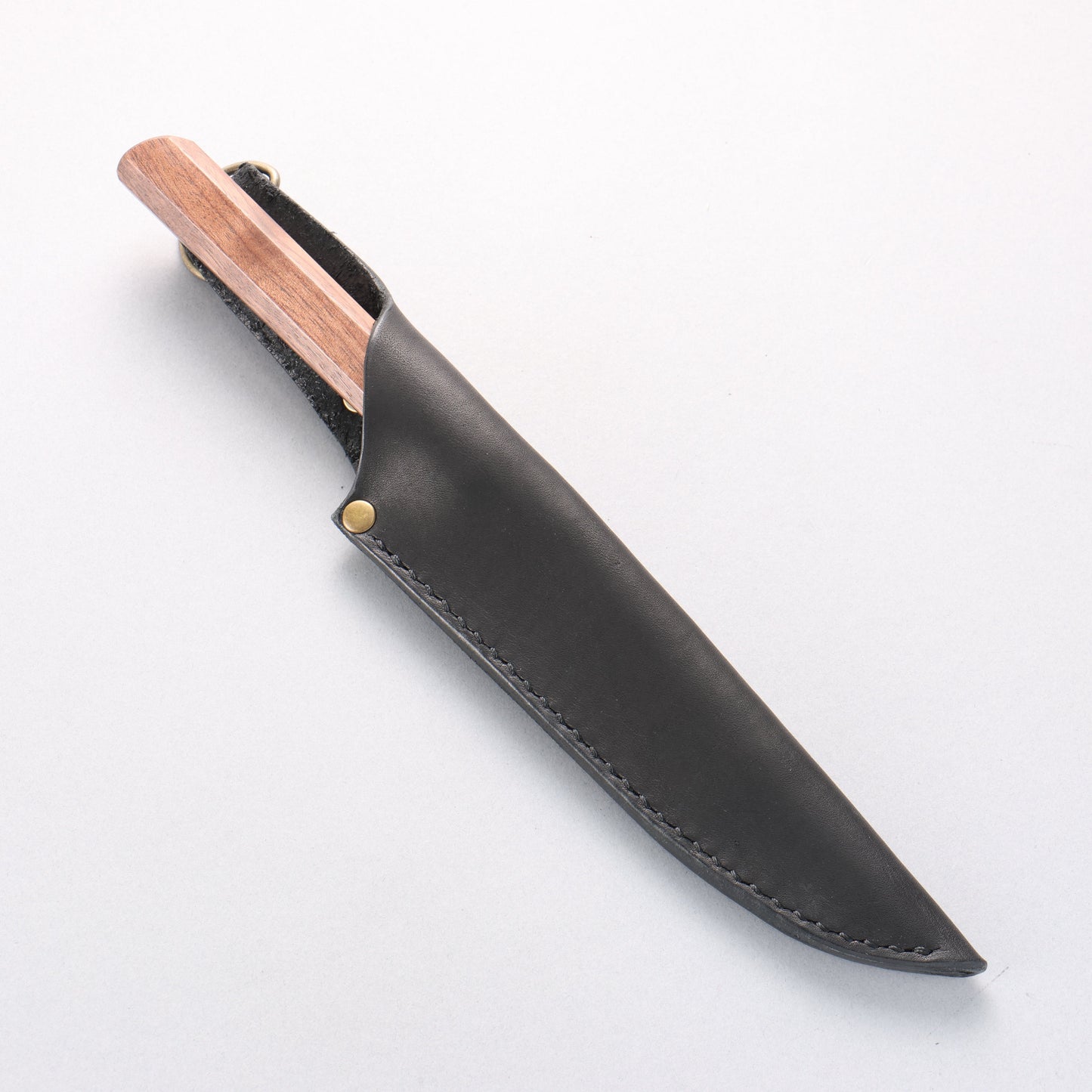 黒鳥 八角 銀三鋼 磨き仕上げ ペティーナイフ 150mm ウォルナット柄 鞘付き - 清助刃物