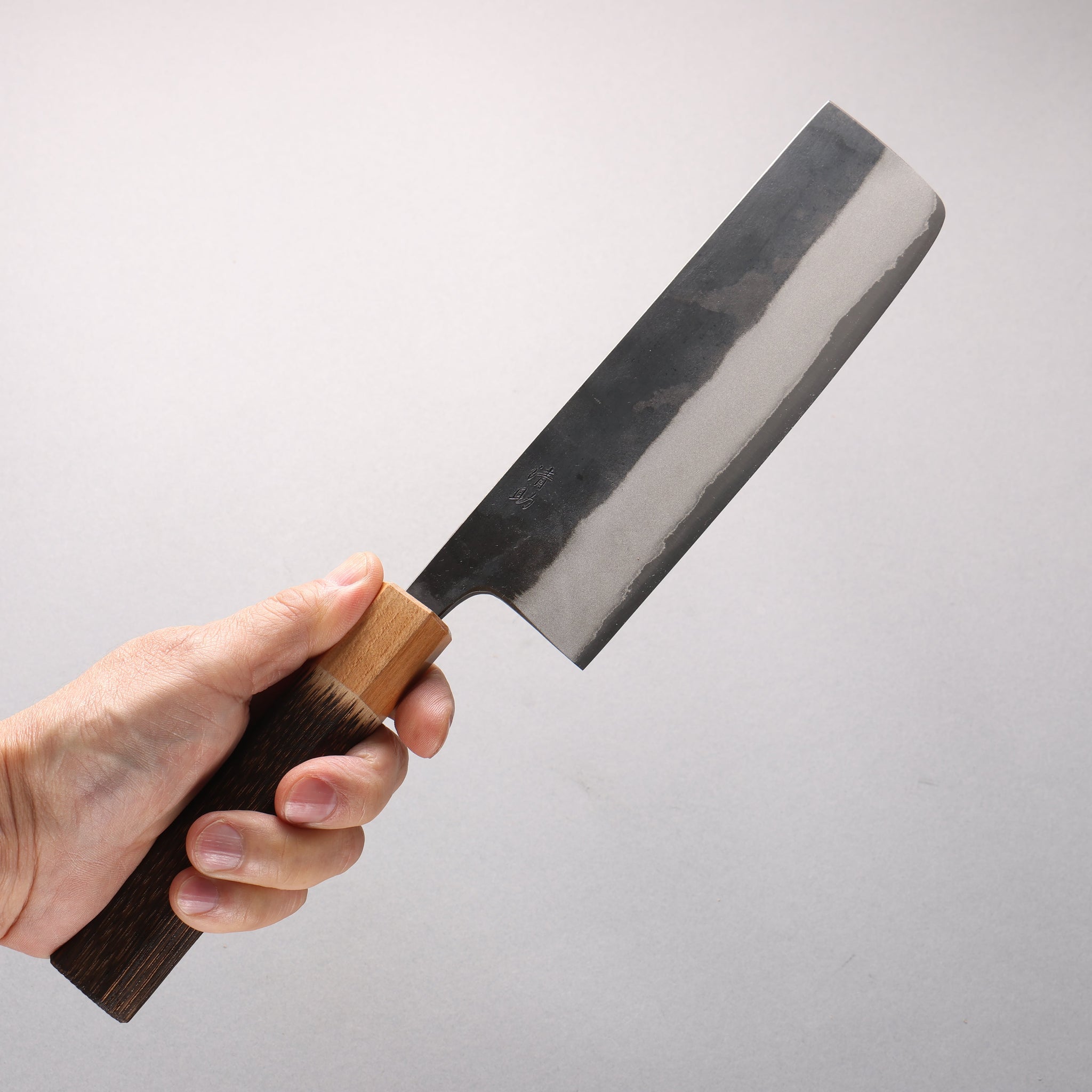 清助 青ニ鋼 黒仕上げ 菜切包丁 165mm 焼栗 （口輪：サクラ）柄 - 清助刃物