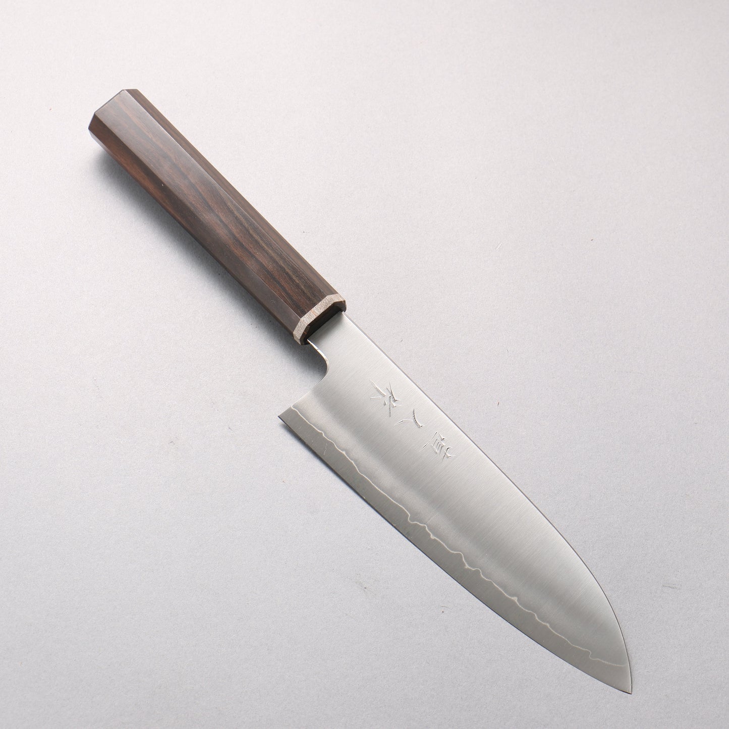 明神直人 コバルトスペシャル鋼 三徳包丁 170mm 縞黒檀（細口輪：黒スタビライズウッド）柄 - 清助刃物