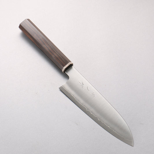 明神直人 コバルトスペシャル鋼 三徳包丁 170mm 縞黒檀（細口輪：黒スタビライズウッド）柄 - 清助刃物