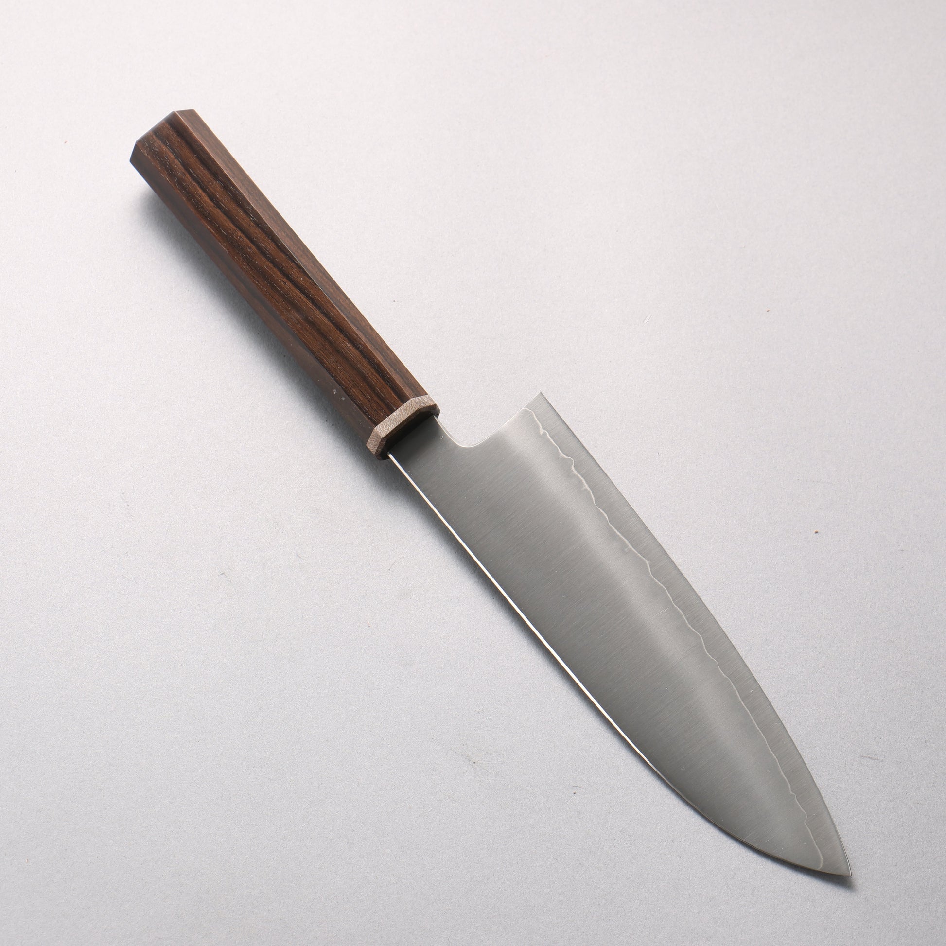 明神直人 コバルトスペシャル鋼 三徳包丁 170mm 縞黒檀（細口輪：黒スタビライズウッド）柄 - 清助刃物