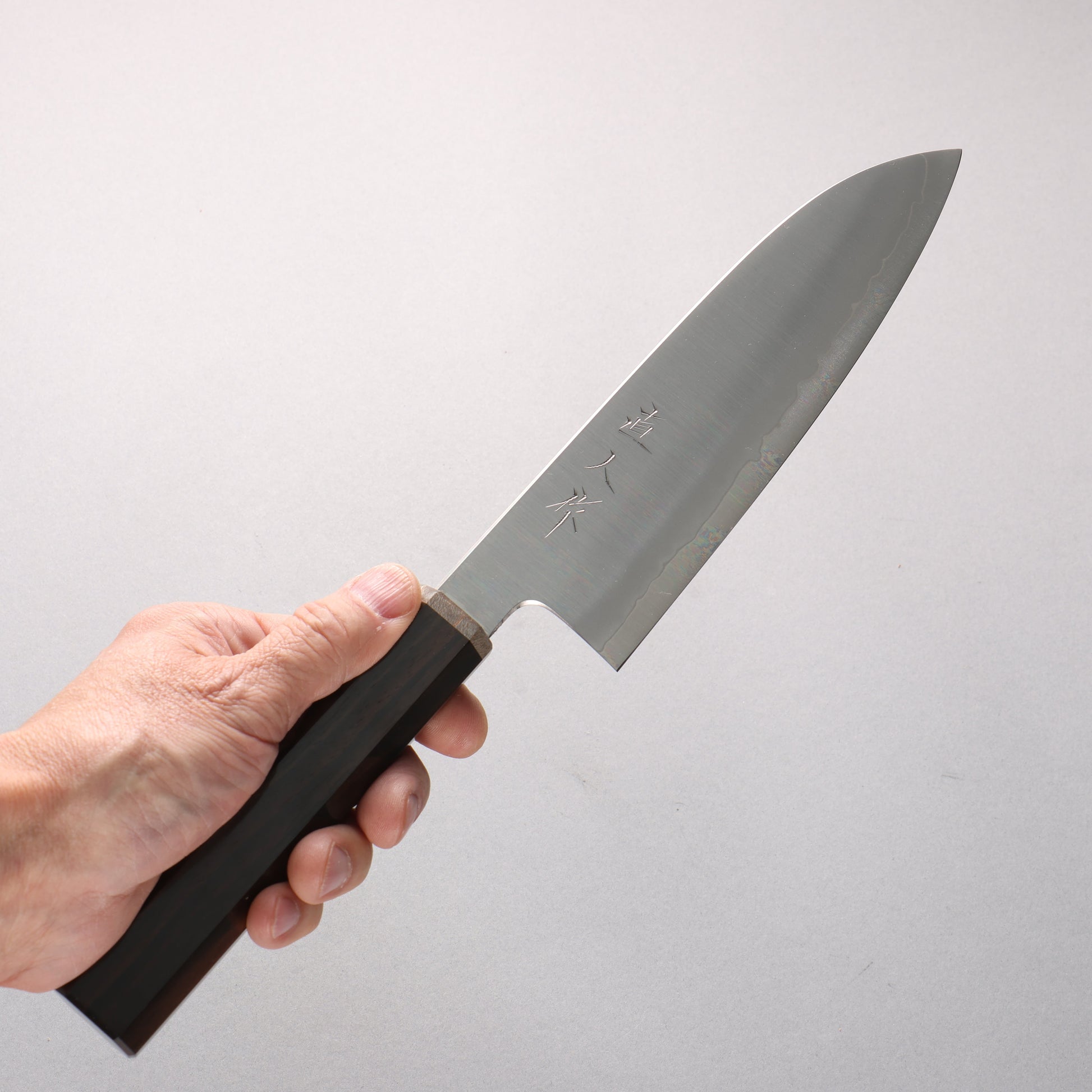 明神直人 コバルトスペシャル鋼 三徳包丁 170mm 縞黒檀（細口輪：黒スタビライズウッド）柄 - 清助刃物