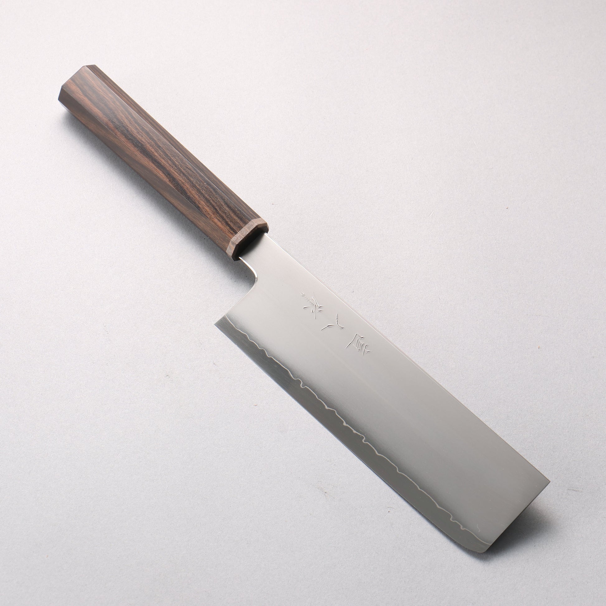 明神直人 SG2 霞研 菜切包丁 170mm 縞黒檀（細口輪：黒スタビライズウッド）柄 - 清助刃物