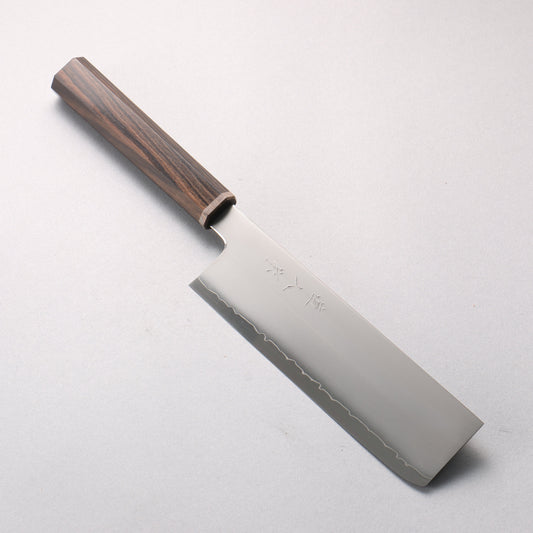 明神直人 SG2 霞研 菜切包丁 170mm 縞黒檀（細口輪：黒スタビライズウッド）柄 - 清助刃物