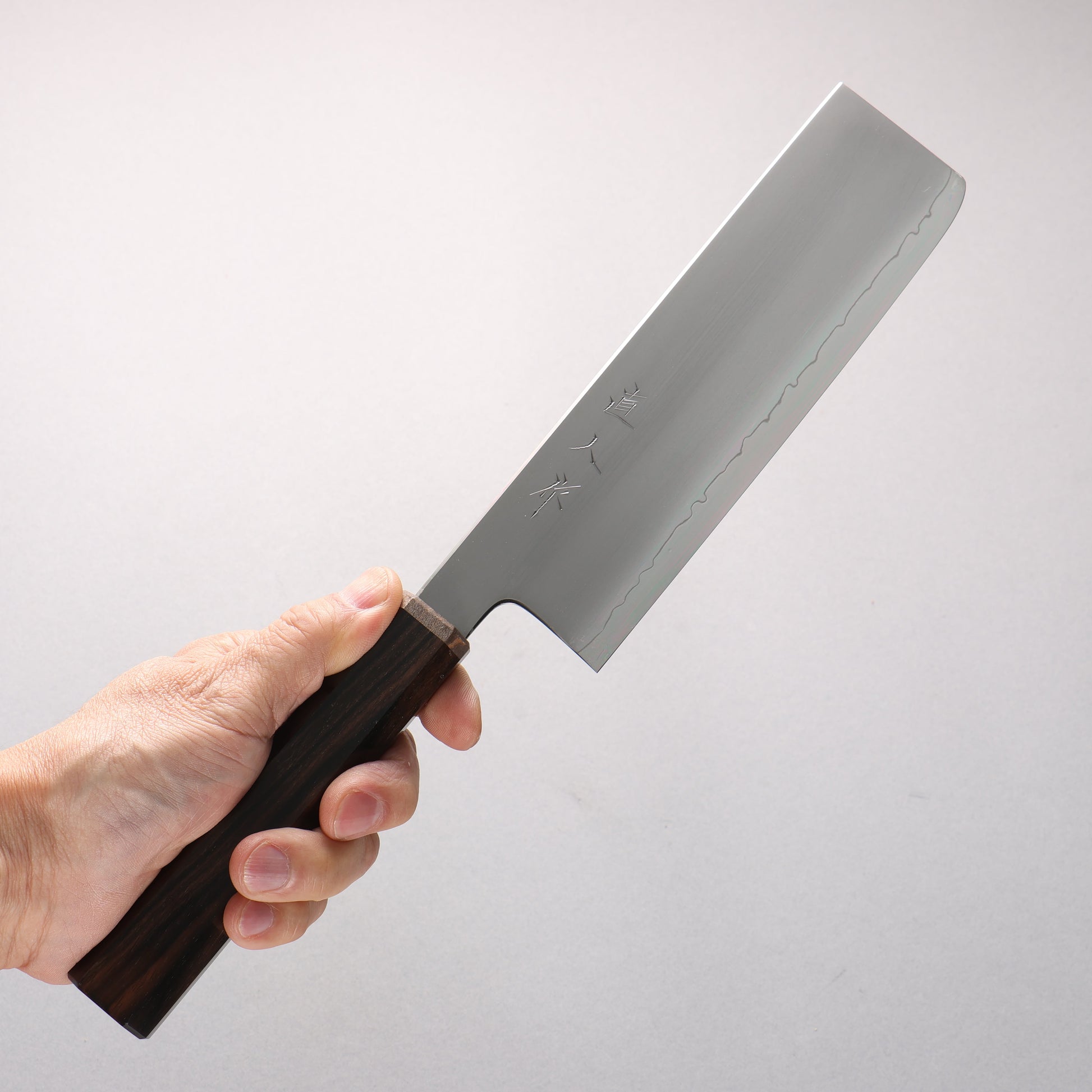 明神直人 SG2 霞研 菜切包丁 170mm 縞黒檀（細口輪：黒スタビライズウッド）柄 - 清助刃物