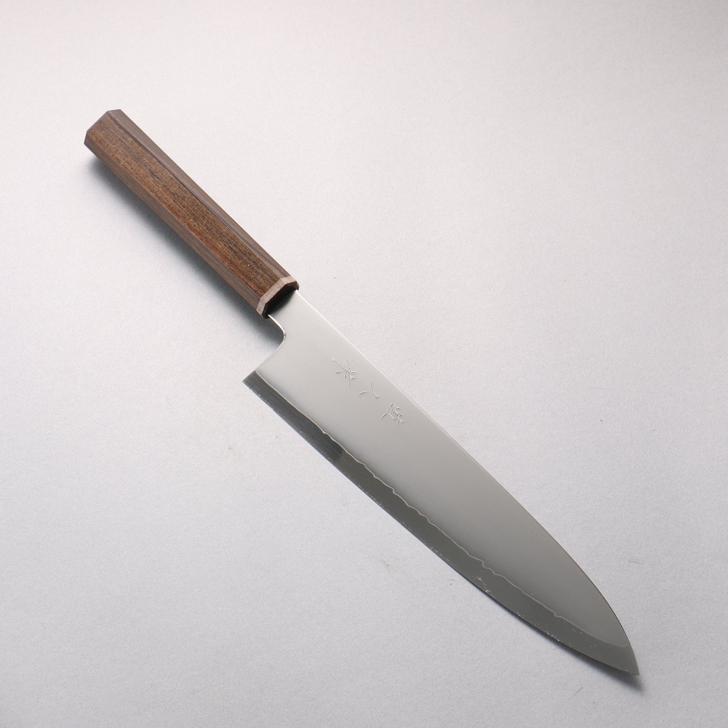 明神直人 SG2 霞研 牛刀包丁 240mm 縞黒檀（細口輪：黒スタビライズウッド）柄 - 清助刃物