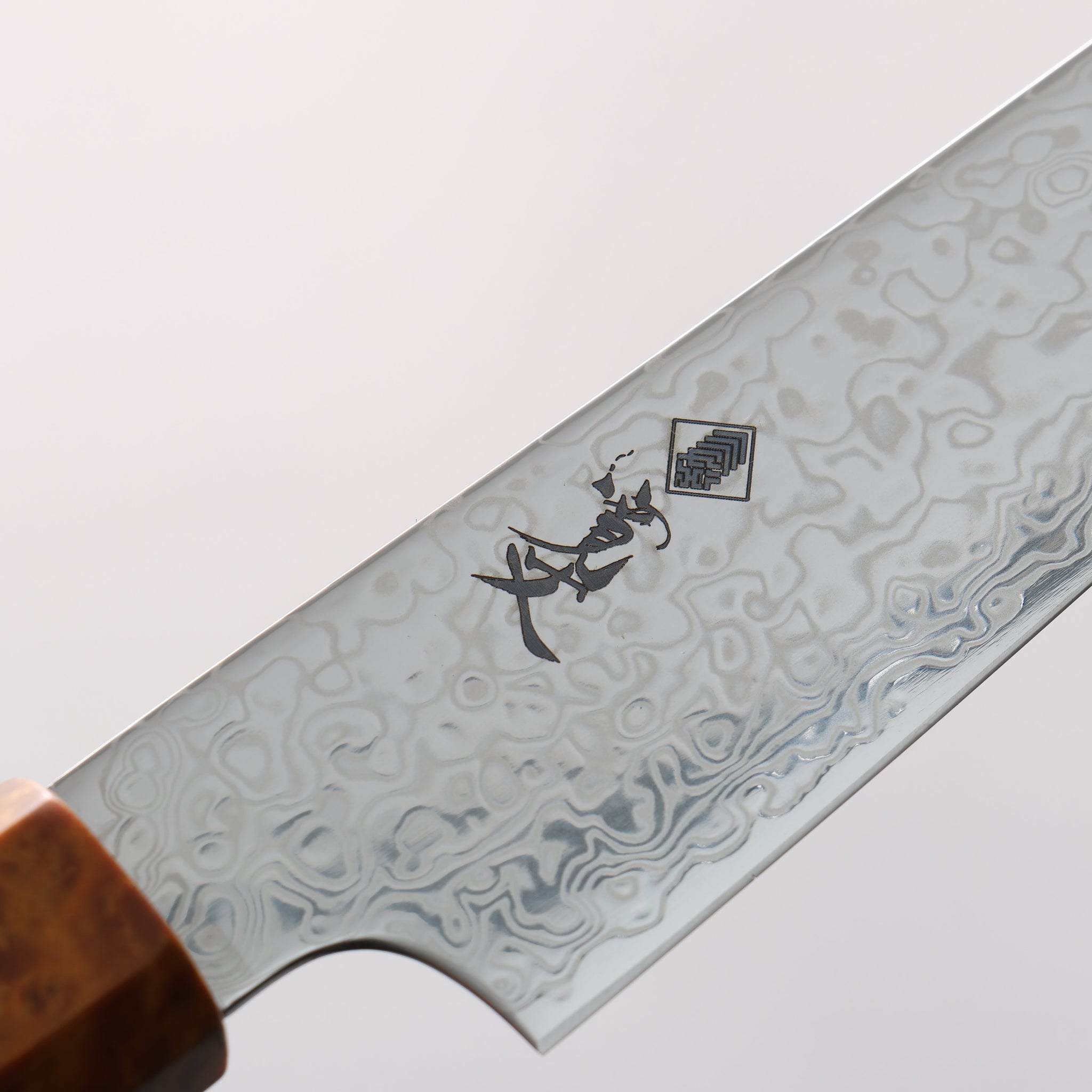 寛丈 SG2 ダマスカス 磨き仕上げ 切付ペティナイフ 150mm 茶スタビライズドウッド (銀リング)柄 - 清助刃物