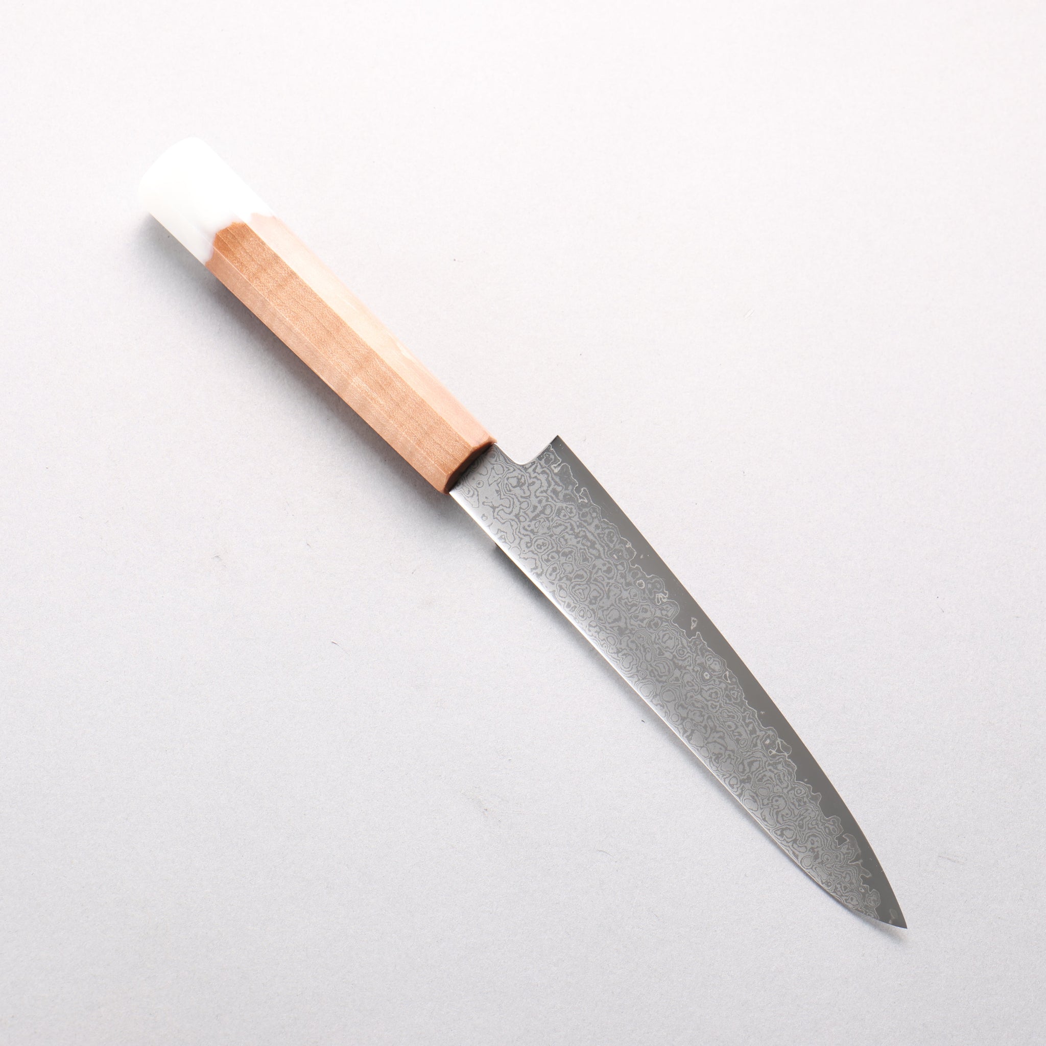 清助 V金10号 ダマスカス ペティーナイフ 150mm メープル／白樹脂柄 - 清助刃物