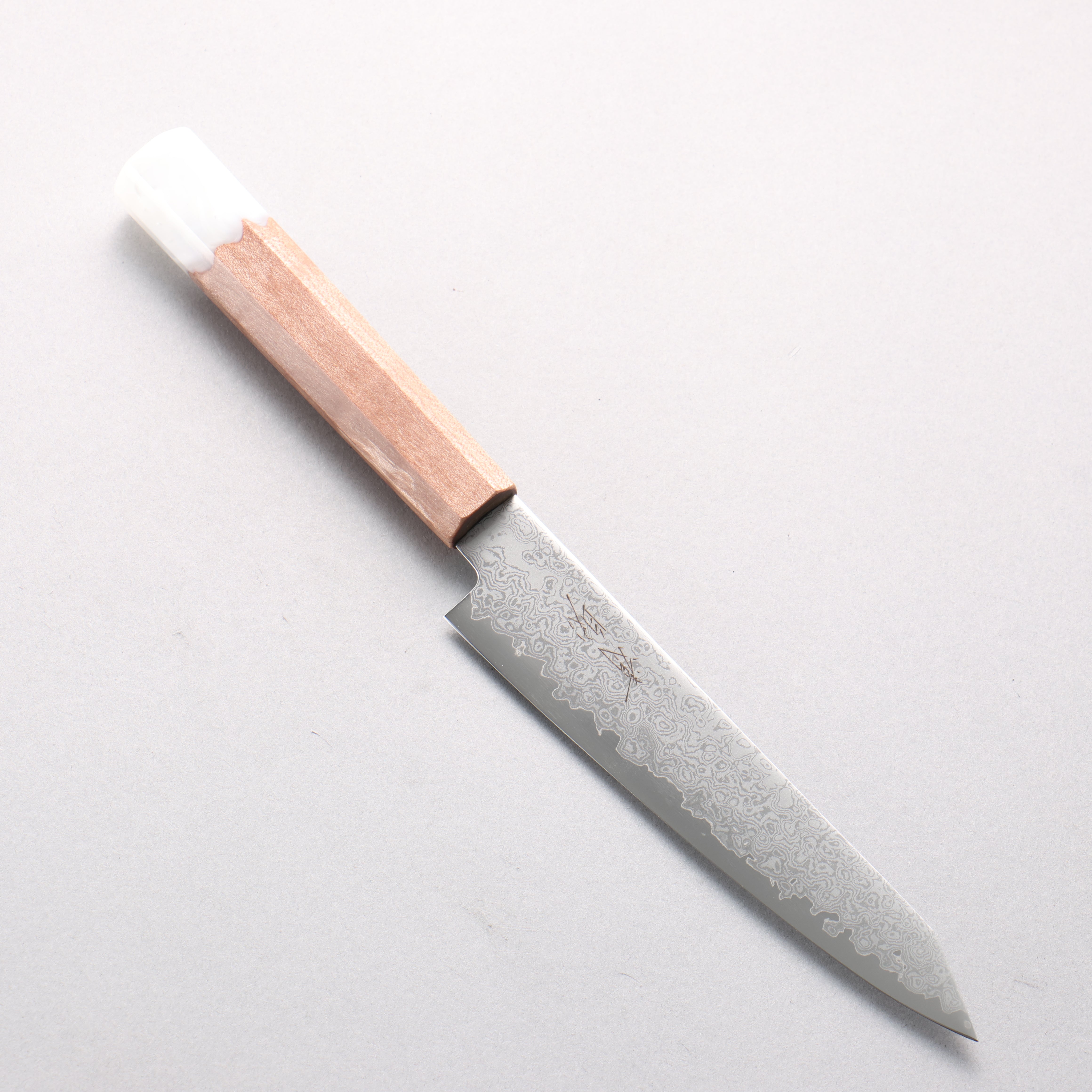清助 V金10号 ダマスカス 切付ペティナイフ 150mm メープル／白樹脂柄 - 清助刃物