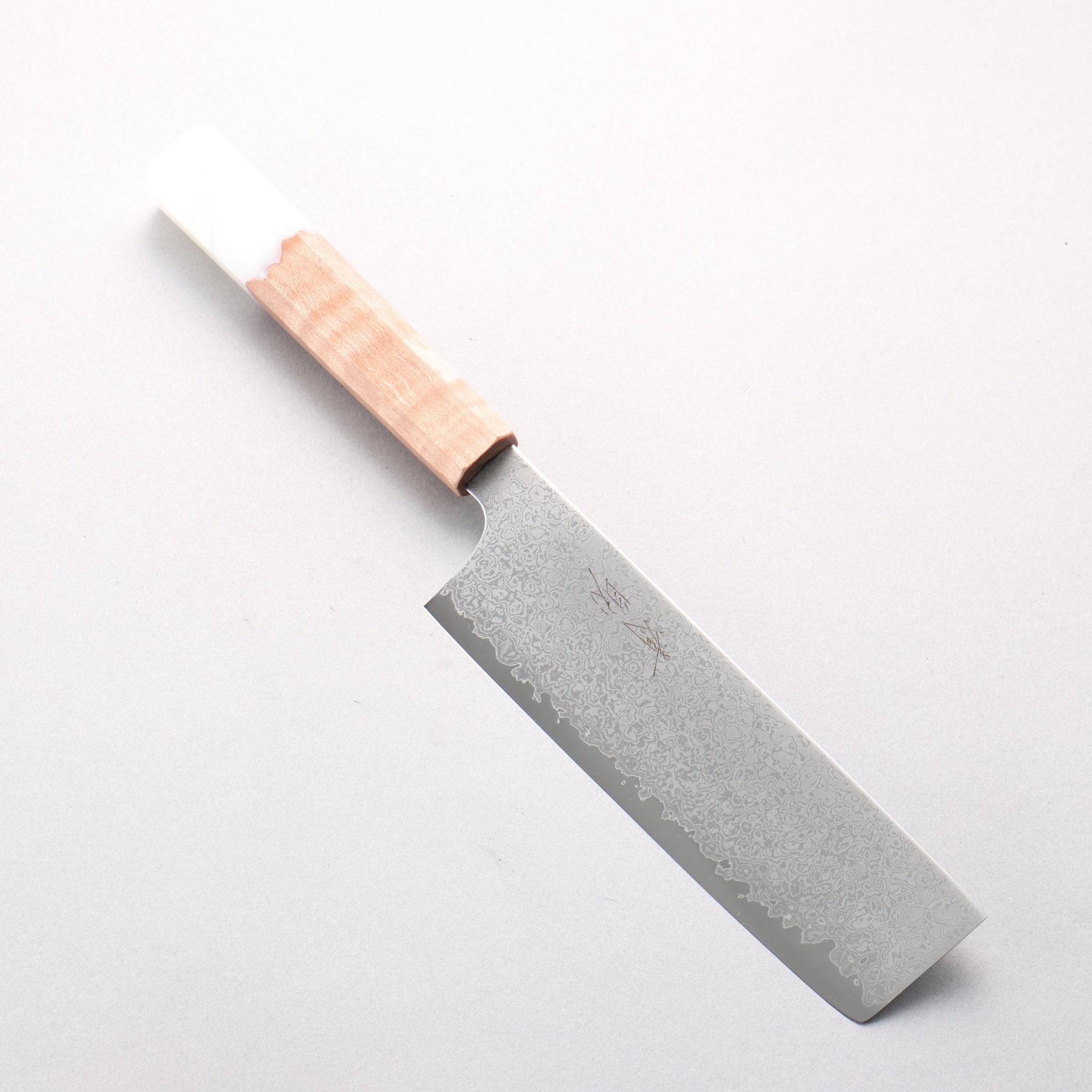 清助 V金10号 ダマスカス 菜切包丁 165mm メープル／白樹脂柄 - 清助刃物