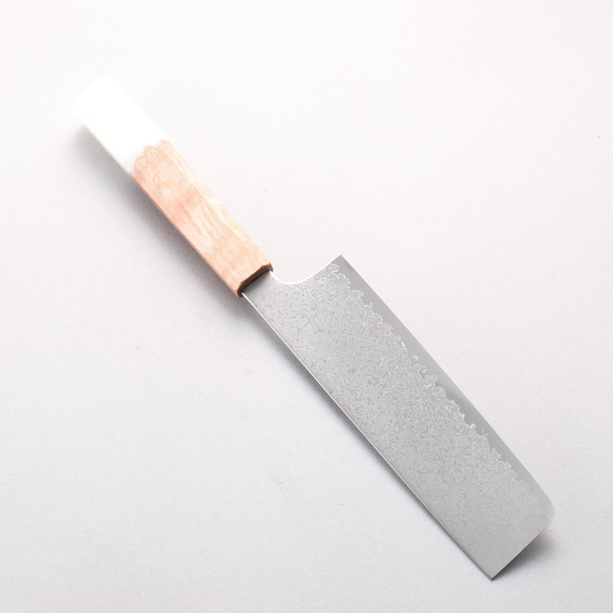 清助 V金10号 ダマスカス 菜切包丁 165mm メープル／白樹脂柄 - 清助刃物