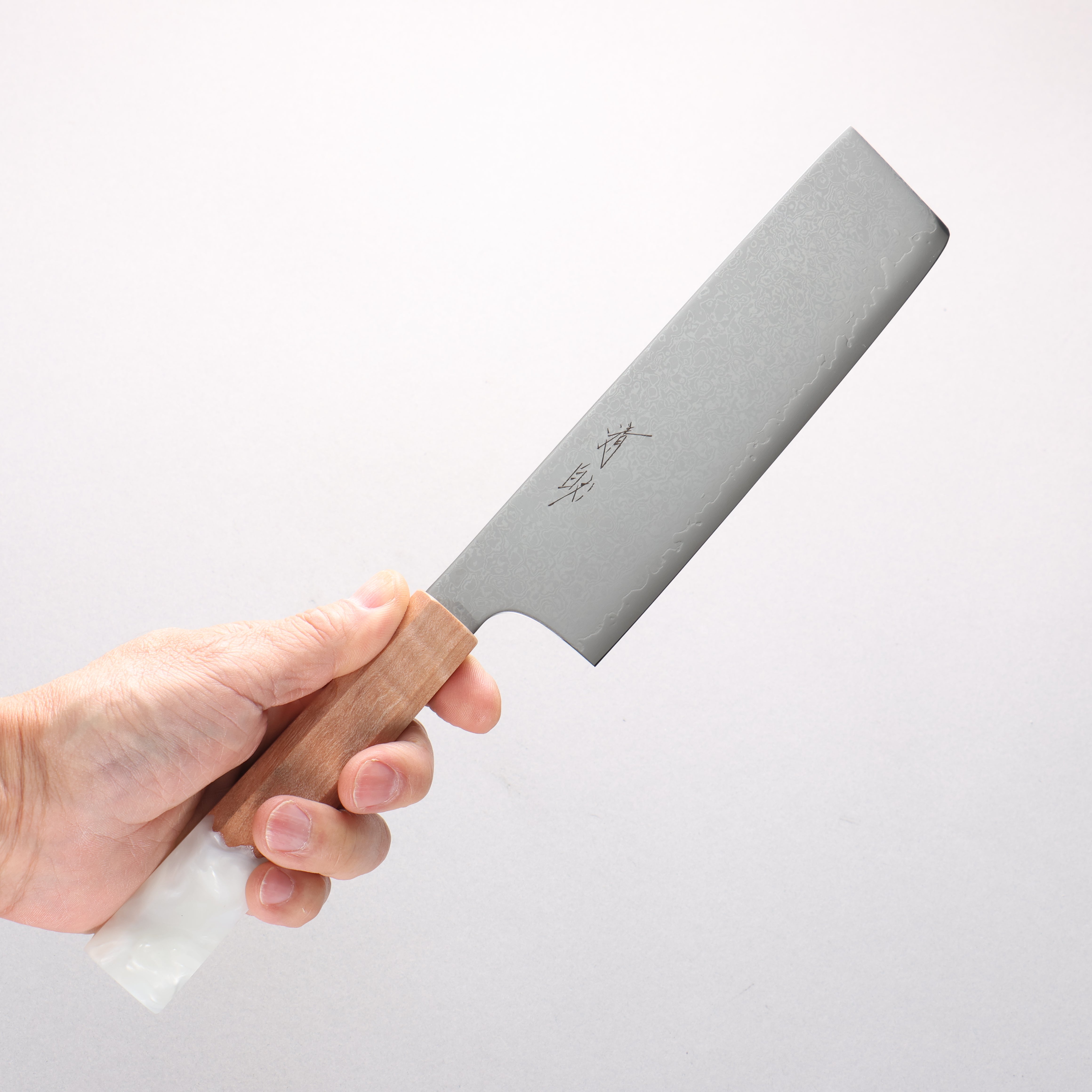 清助 V金10号 ダマスカス 菜切包丁 165mm メープル／白樹脂柄 - 清助刃物