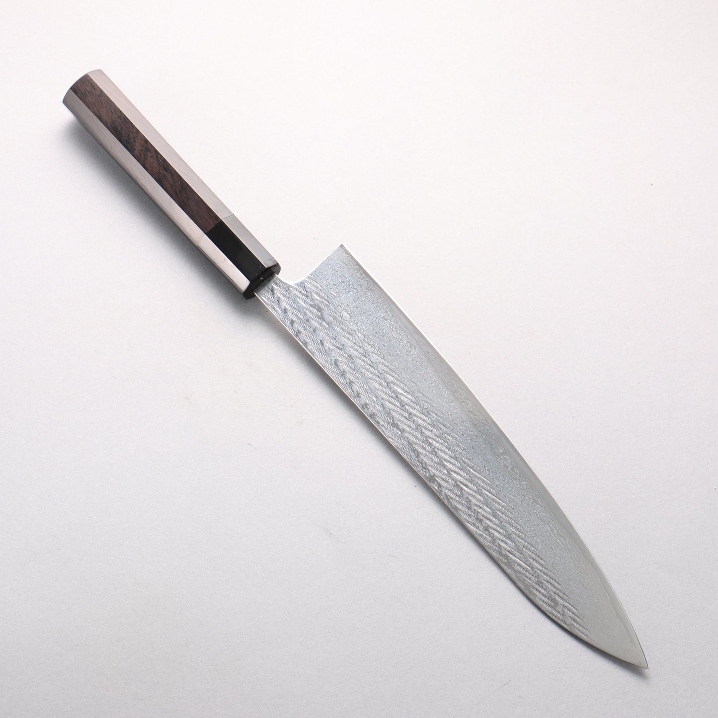清助 銀三鋼 ダマスカス 縄目 牛刀包丁 240mm 黒檀 (口輪：黒水牛)柄 - 清助刃物