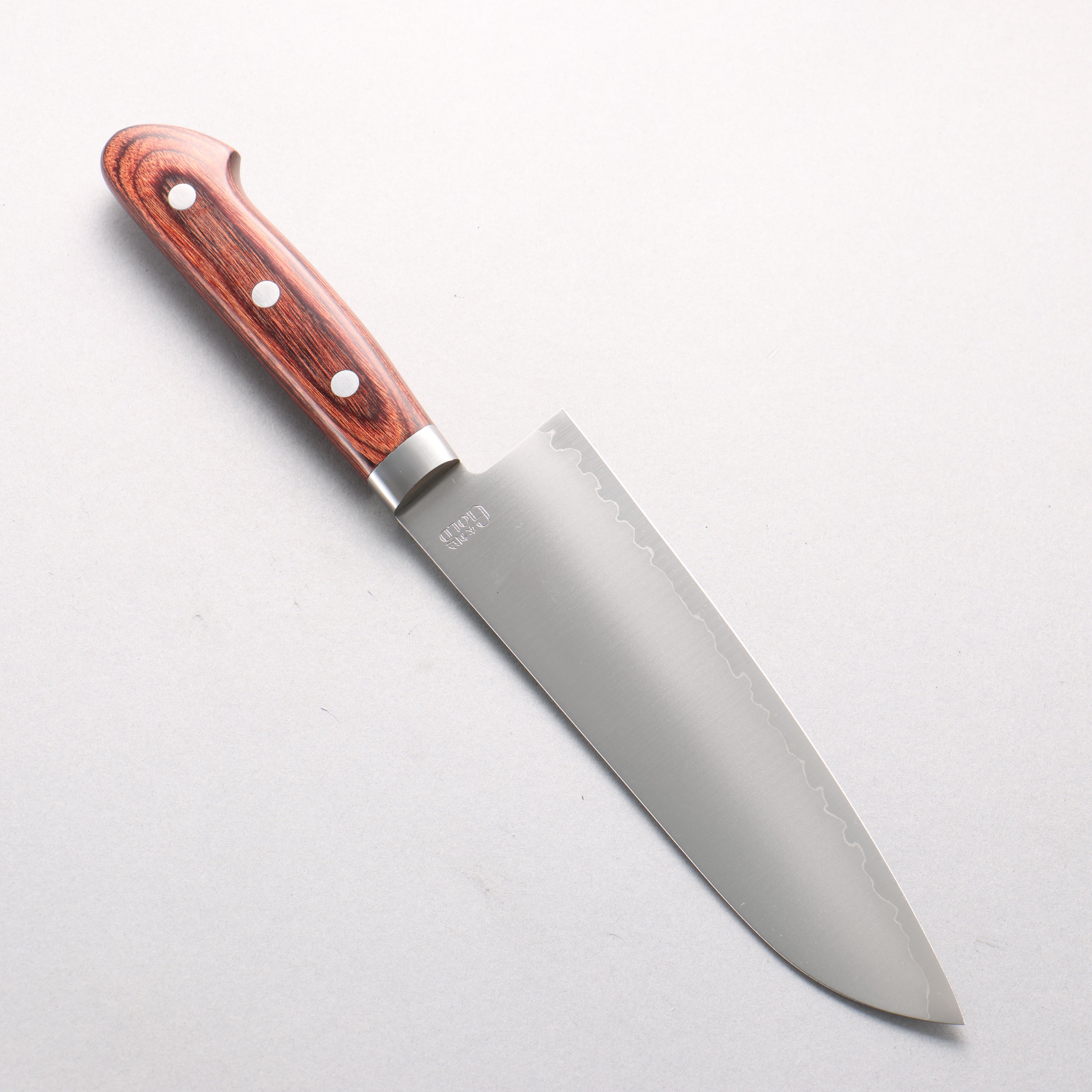 清助 V金1号 磨き（横ヘアライン） 三徳包丁 165mm マホガニー柄 - 清助刃物
