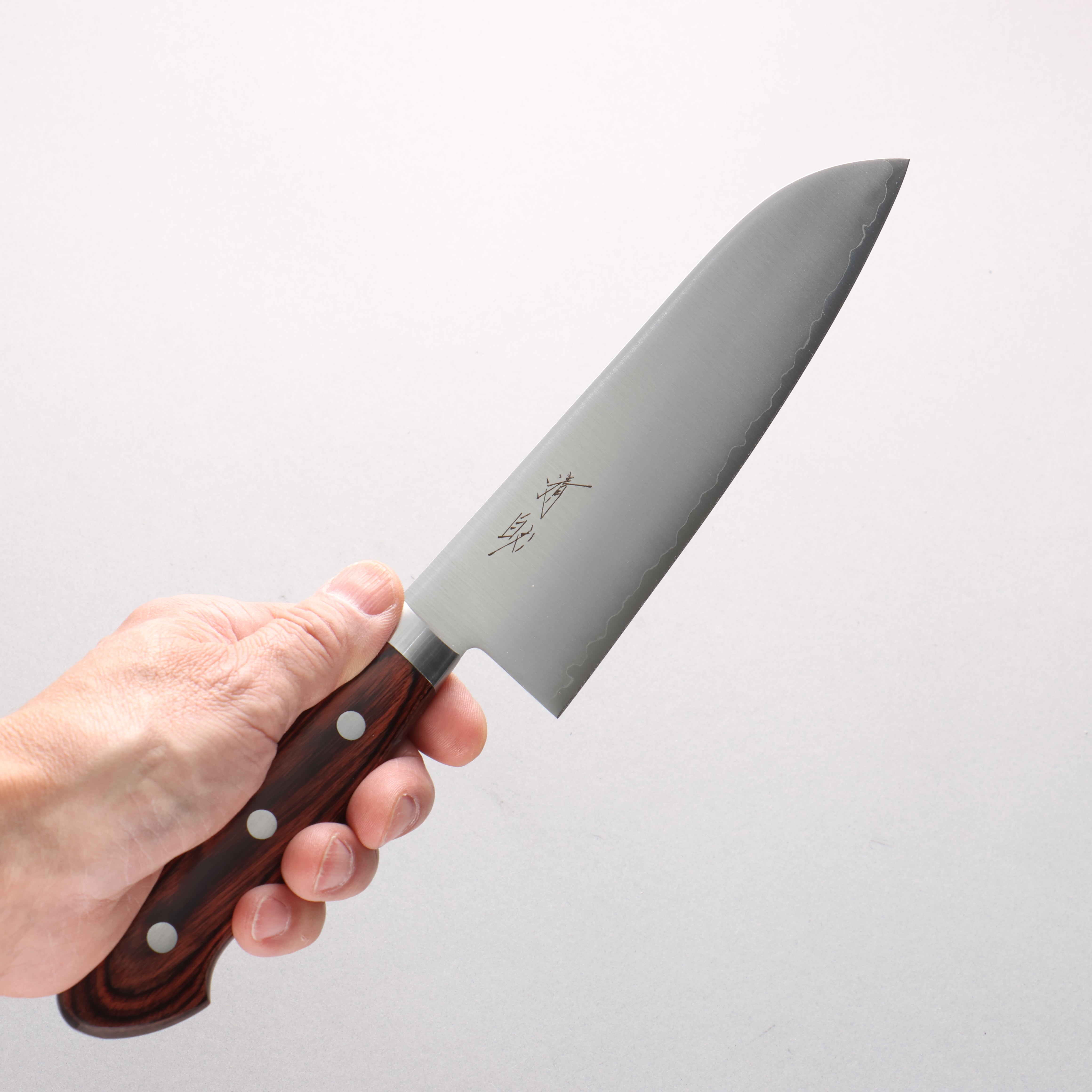 清助 V金1号 磨き（横ヘアライン） 三徳包丁 165mm マホガニー柄 - 清助刃物