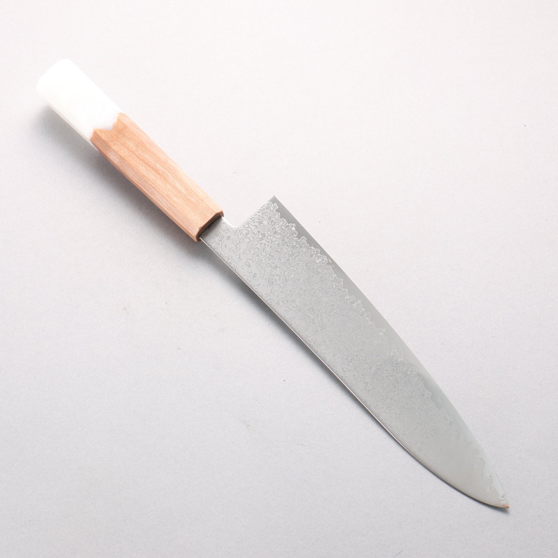 清助 V金10号 ダマスカス 牛刀包丁 210mm メープル／白樹脂柄 - 清助刃物