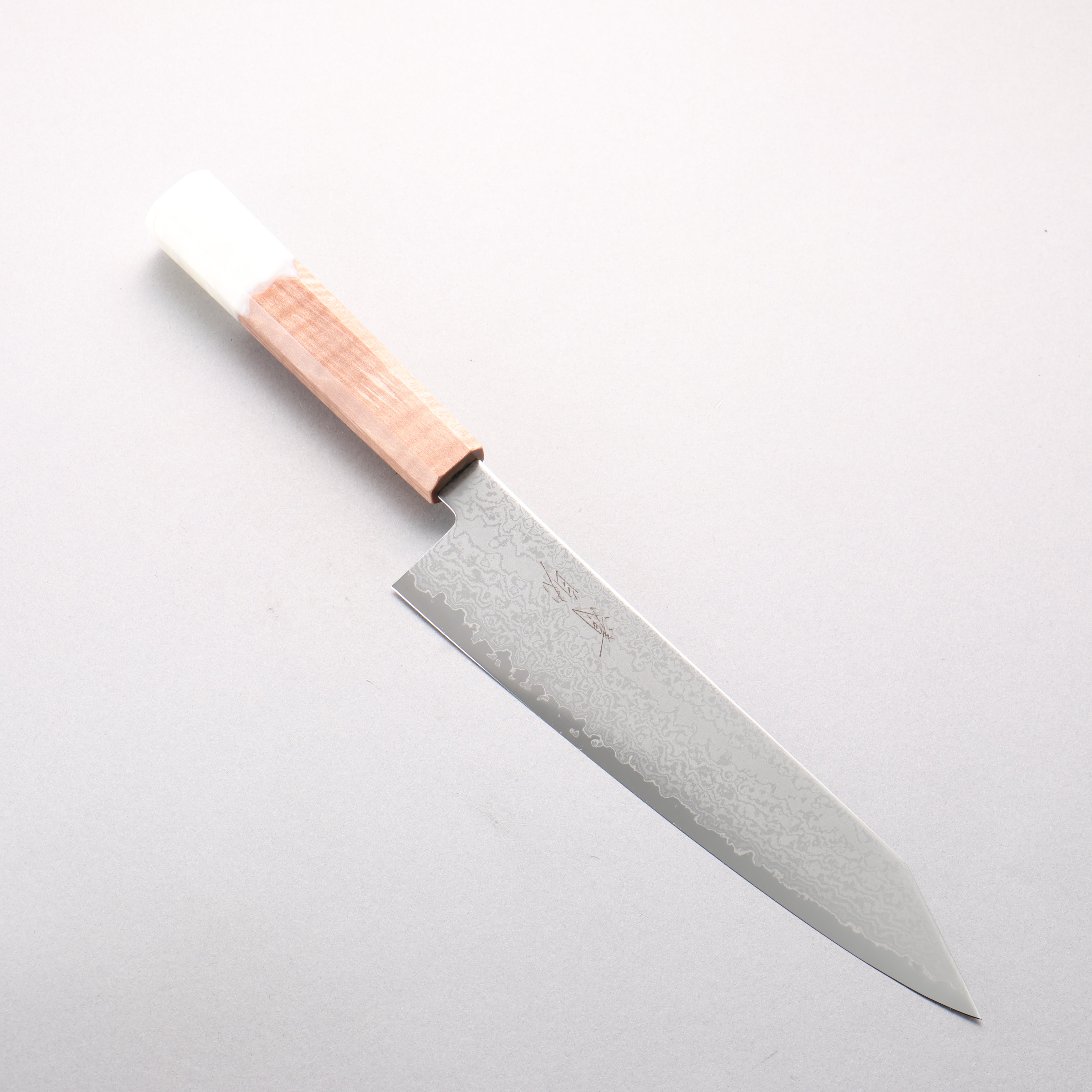 清助 V金10号 ダマスカス 切付牛刀包丁 210mm メープル／白樹脂柄 - 清助刃物