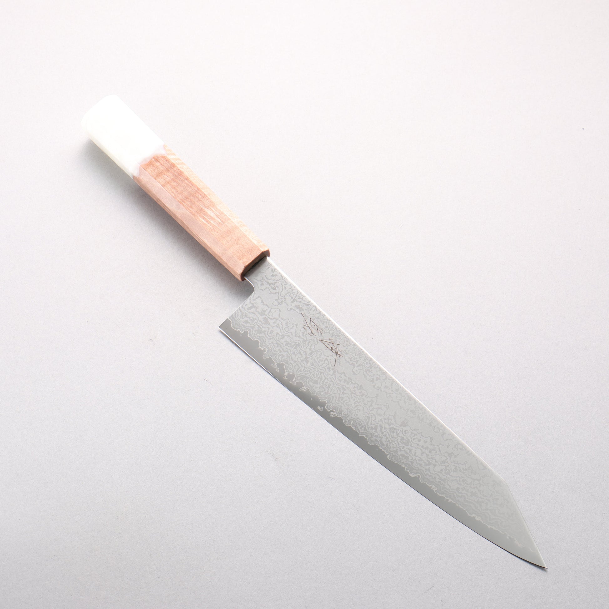 清助 V金10号 ダマスカス 切付牛刀包丁 210mm メープル／白樹脂柄 - 清助刃物