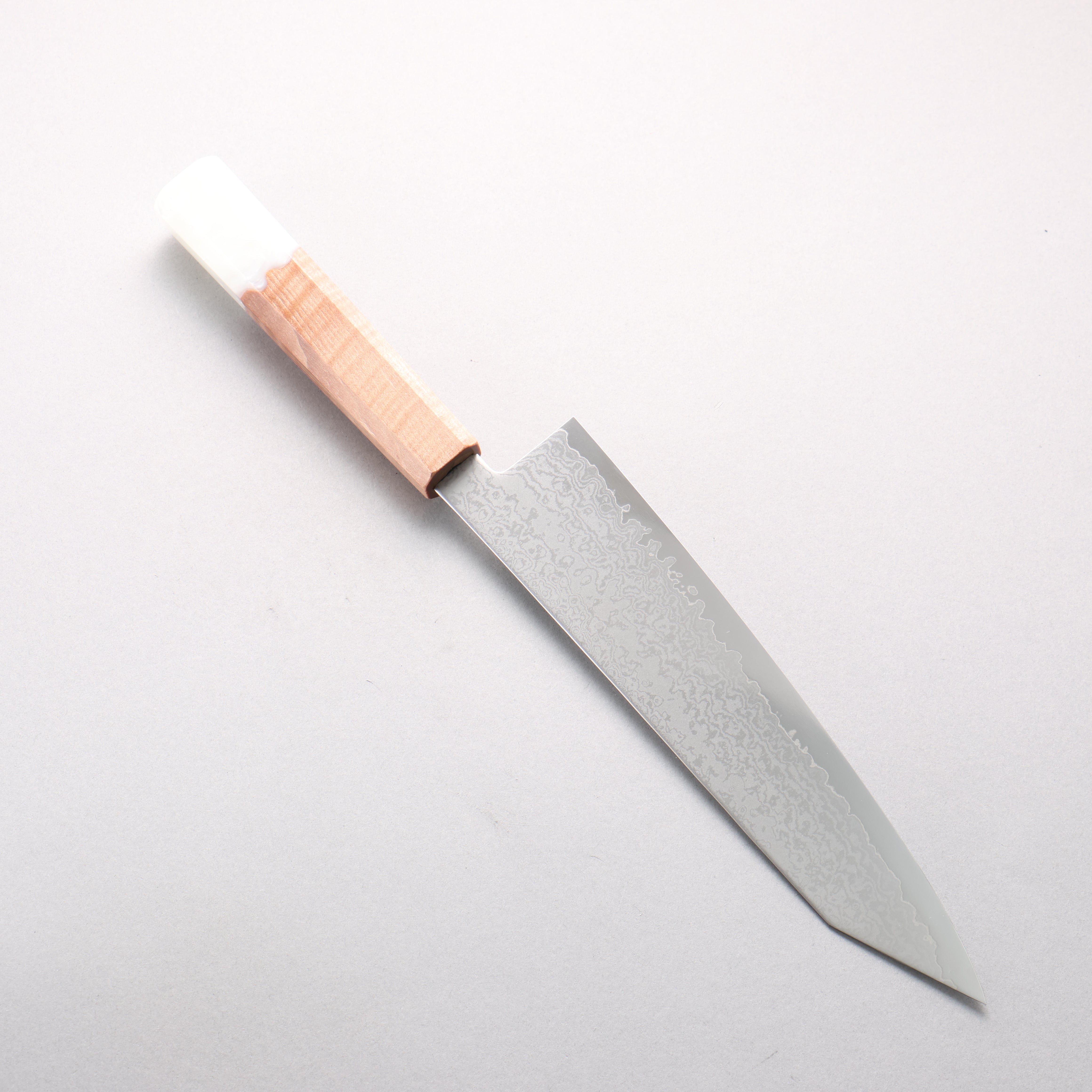 清助 V金10号 ダマスカス 切付牛刀包丁 210mm メープル／白樹脂柄 - 清助刃物