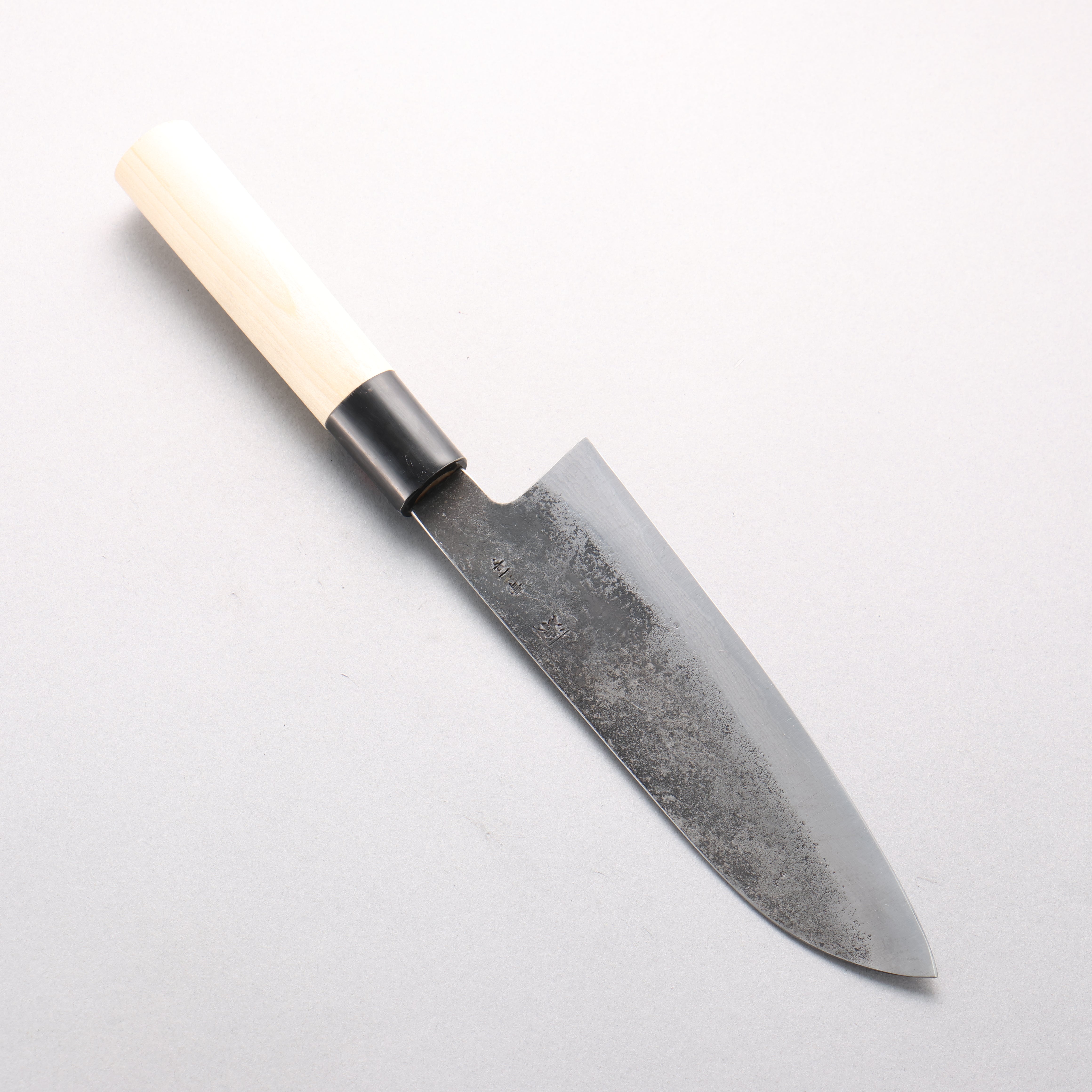 田中 誠貴 青ニ鋼 ダマスカス 黒打 三徳包丁 170mm 朴柄 - 清助刃物