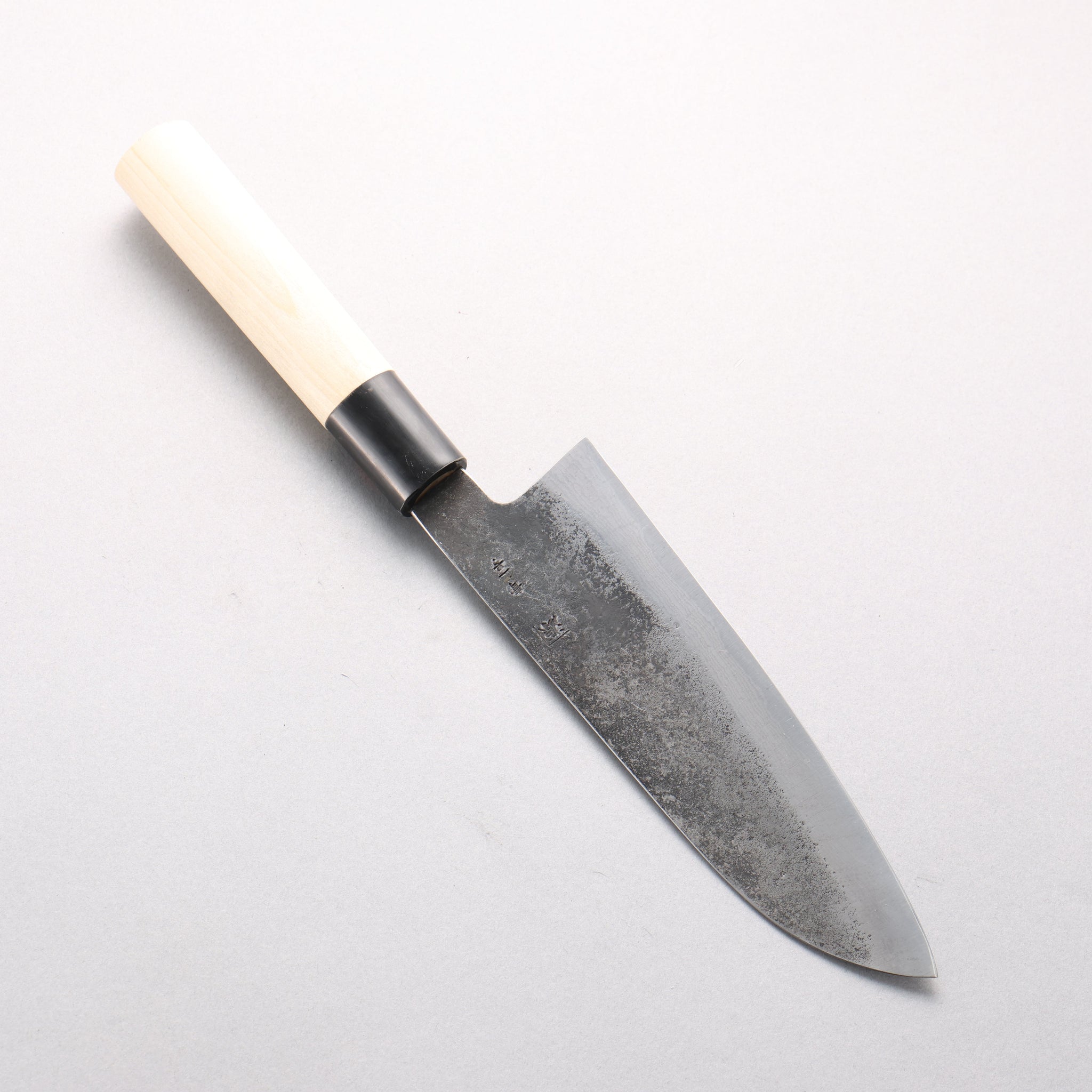 田中 誠貴 青ニ鋼 ダマスカス 黒打 三徳包丁 170mm 朴柄 - 清助刃物