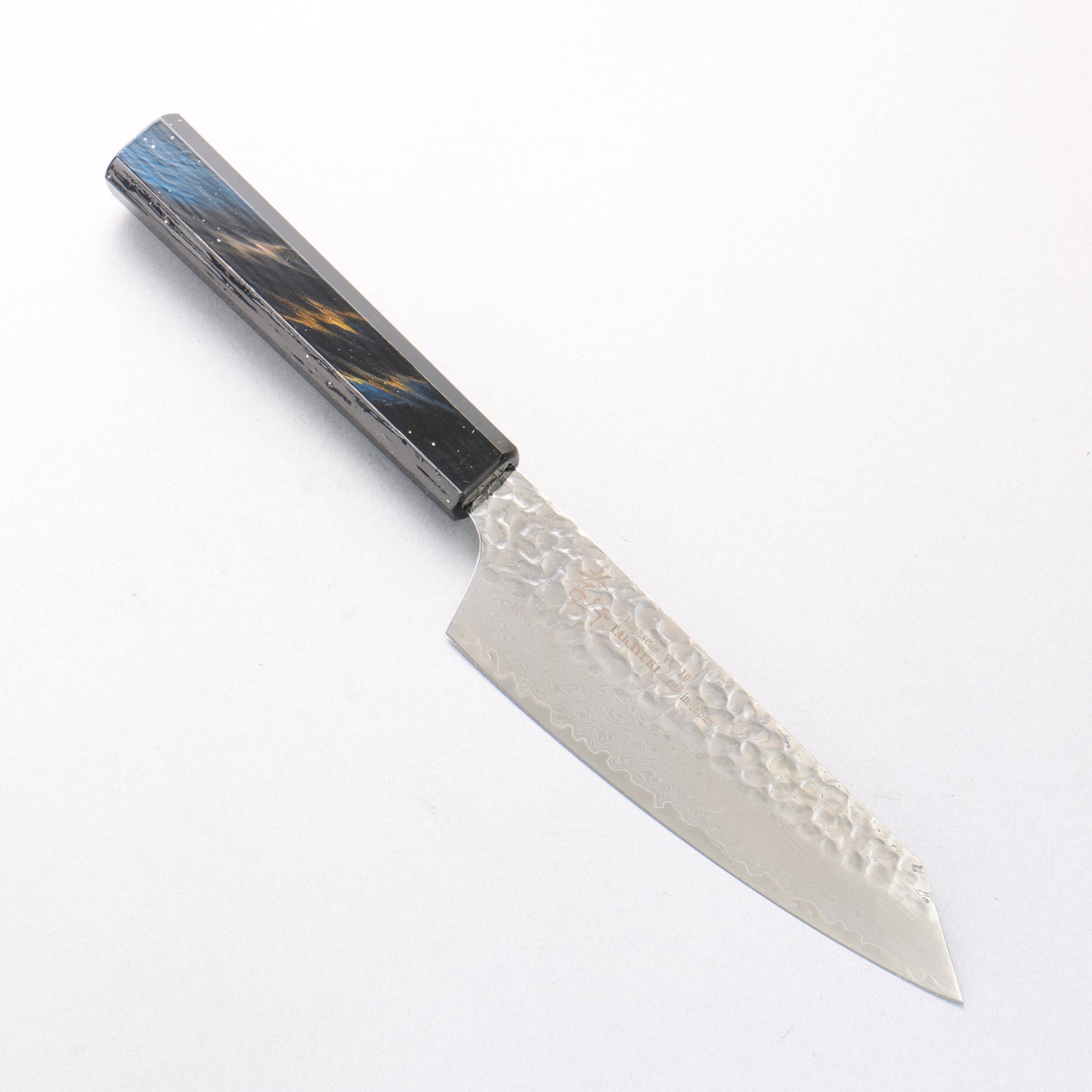 堺 孝行 V金10号 33層ダマスカス 剣型三徳包丁 160mm 樫の木漆塗り(彩宇)柄 - 清助刃物