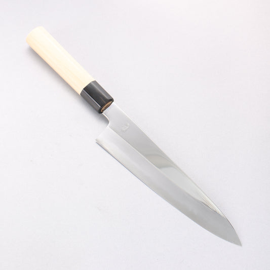 重陽 白鋼 鏡面仕上げ 牛刀包丁 210mm 朴柄 - 清助刃物