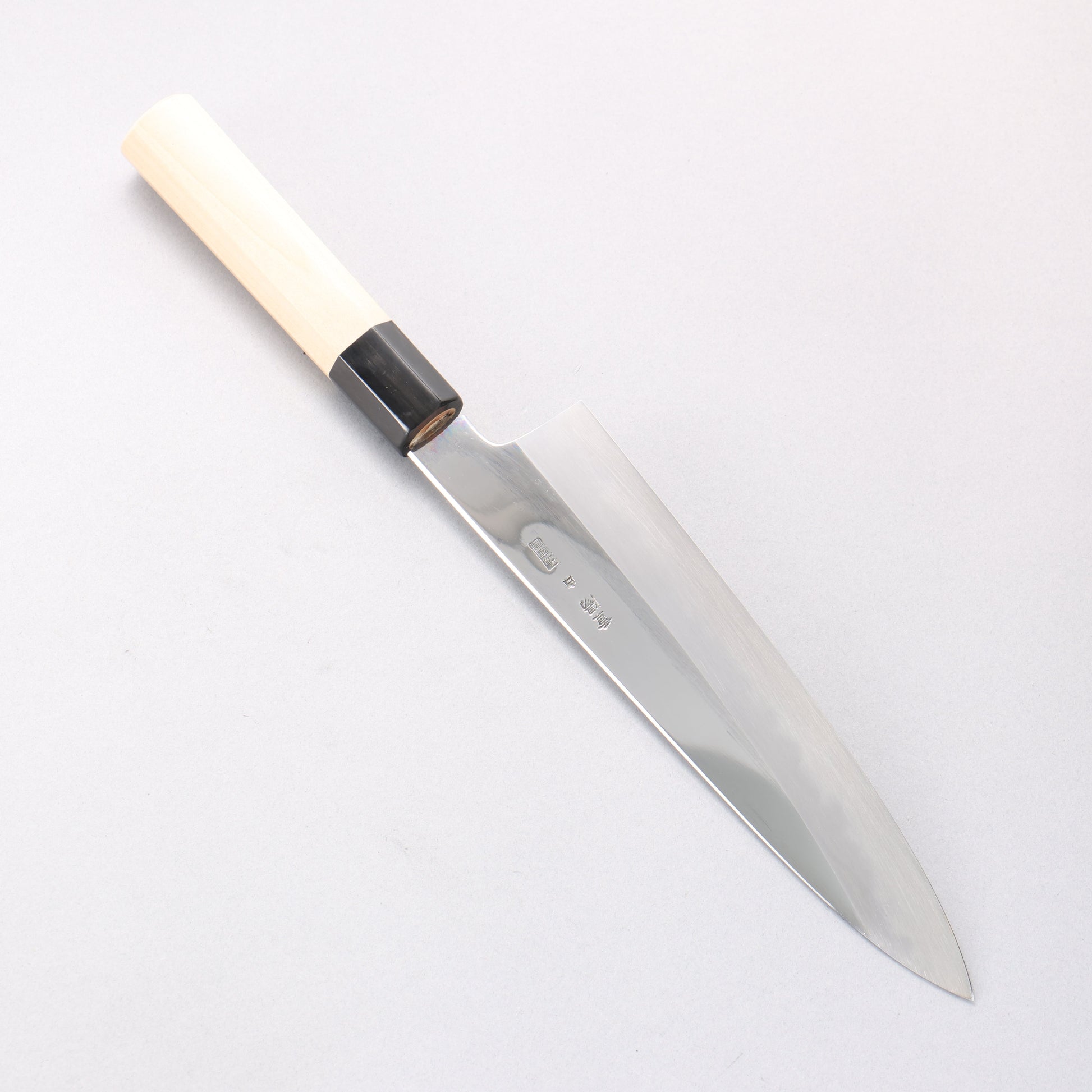 重陽 白鋼 鏡面仕上げ 牛刀包丁 210mm 朴柄 - 清助刃物