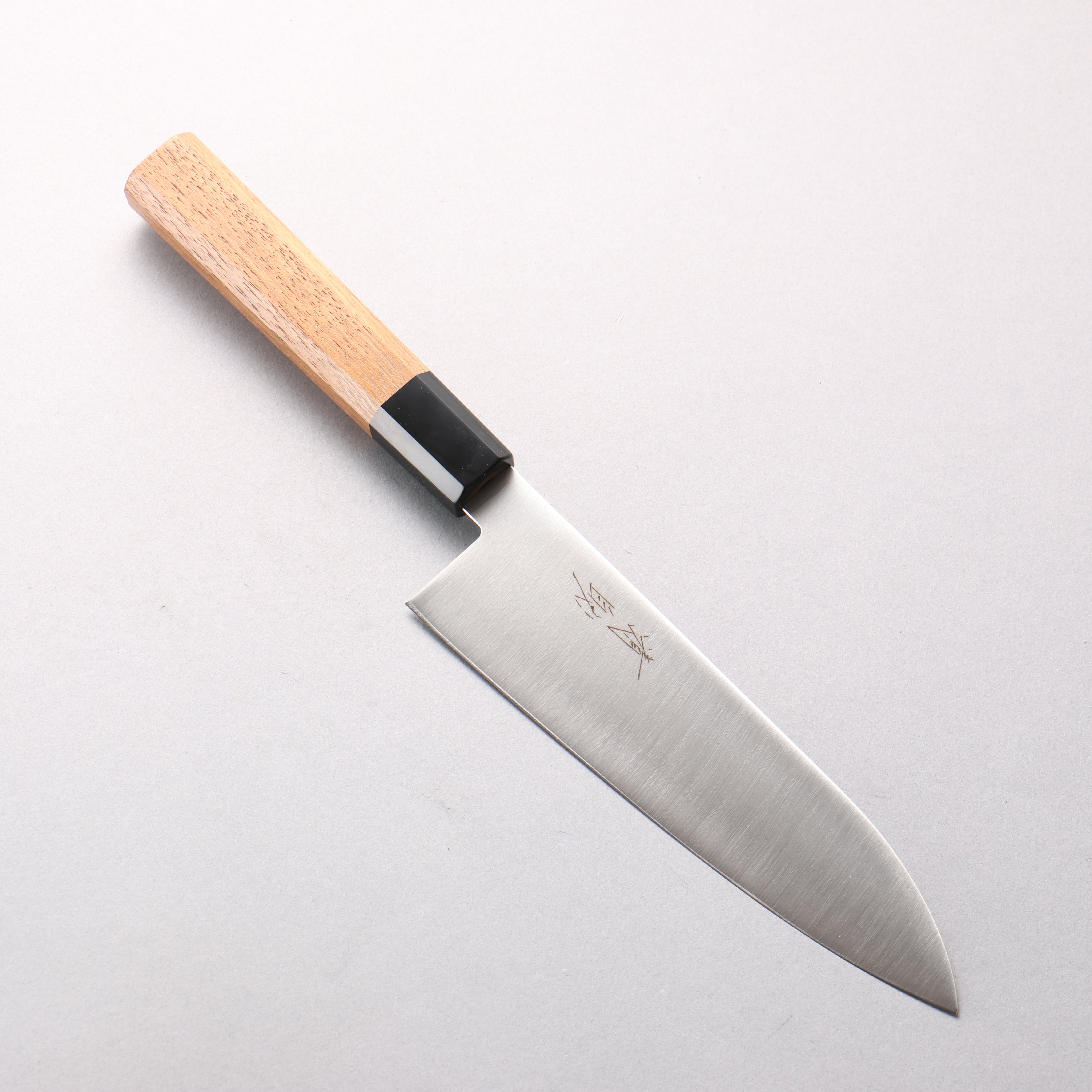 清助 ステンレス鋼 三徳包丁 180mm チーク (口輪：黒プラスチック)柄 - 清助刃物