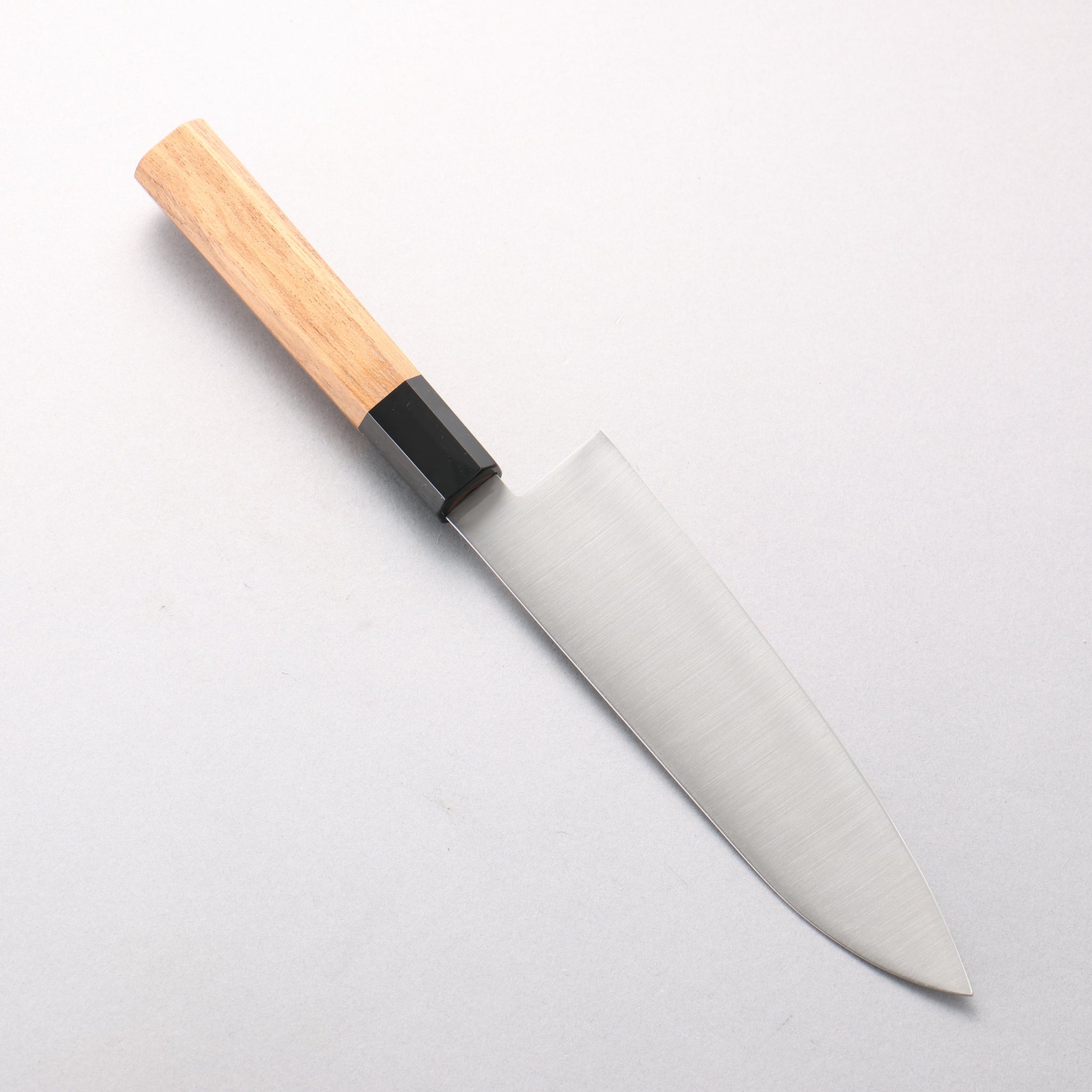 清助 ステンレス鋼 三徳包丁 180mm チーク (口輪：黒プラスチック)柄 - 清助刃物