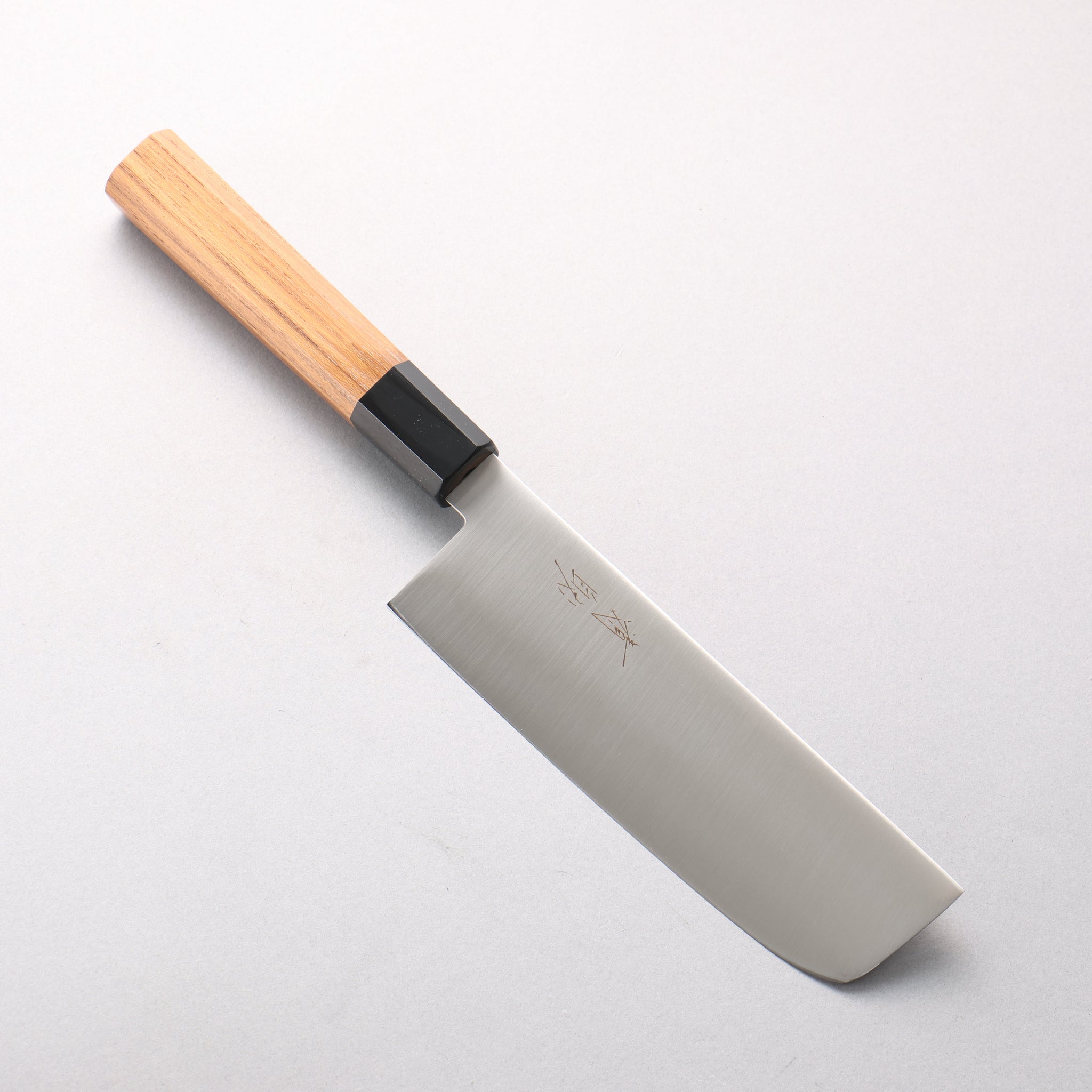 清助 ステンレス鋼 菜切包丁 160mm チーク (口輪：黒プラスチック)柄 - 清助刃物