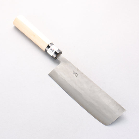 藤原 照康 白一鋼 梨地 菜切包丁 165mm 朴柄 - 清助刃物