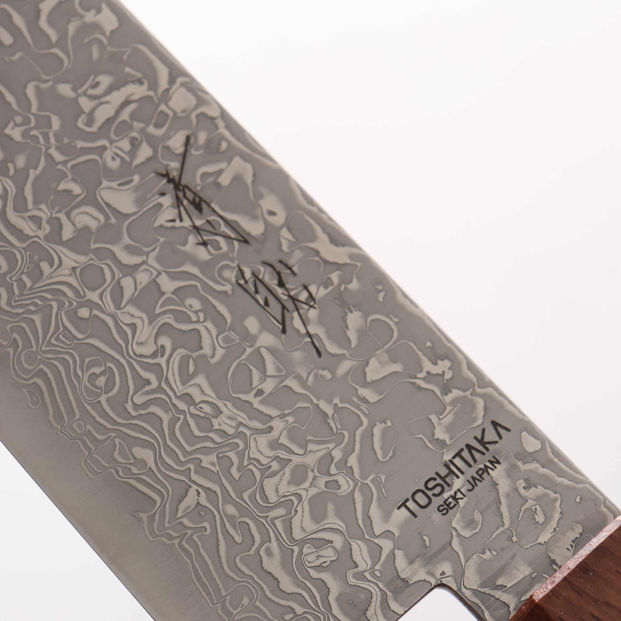 利隆 V金10号 65層ダマスカス 切付牛刀包丁 210mm ウエンジ 桜リング付き（口輪：紫檀）柄 - 清助刃物